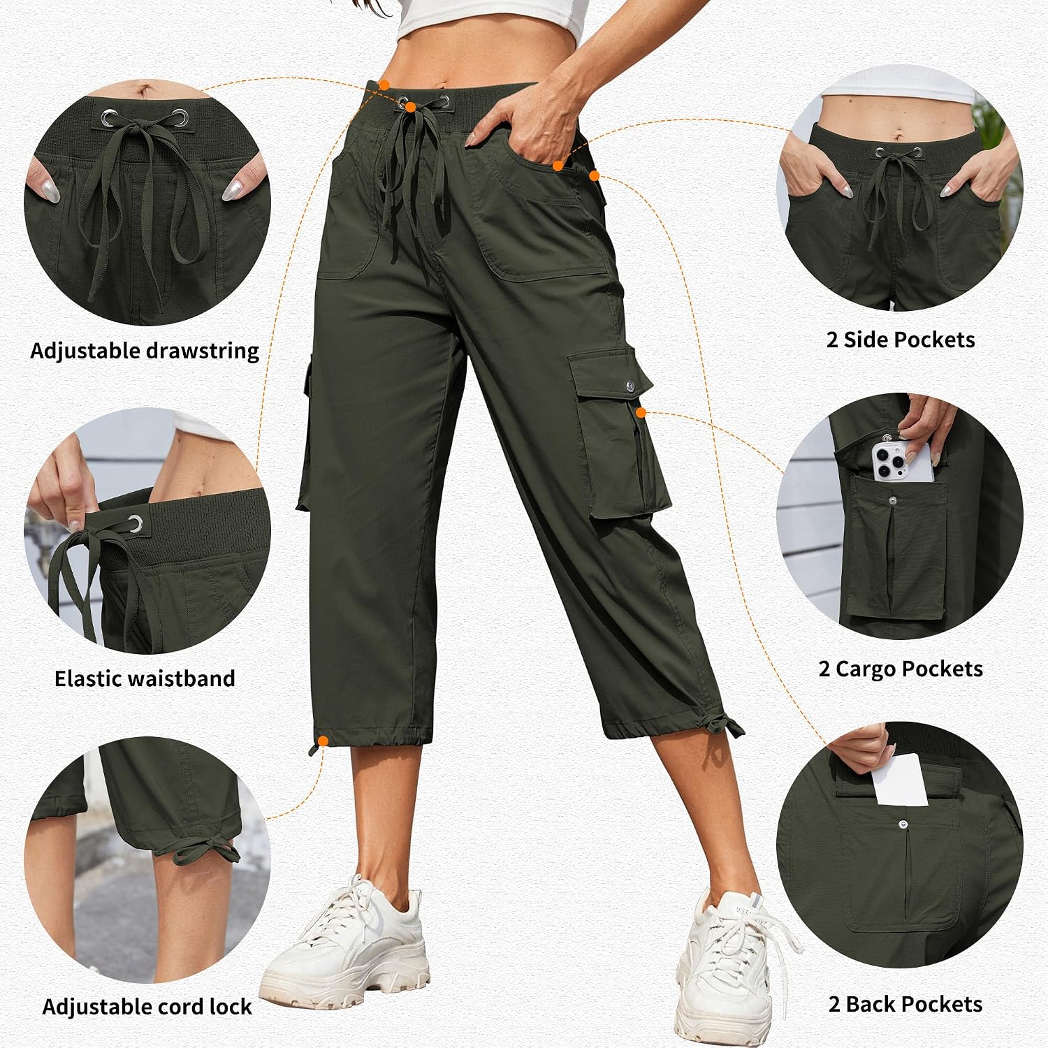 Thumbnail 2 de Hormtaer Hose Damen 3/4 Sommer Casual Cargohose – 6 Taschen, leicht, flexibel und outdoorready