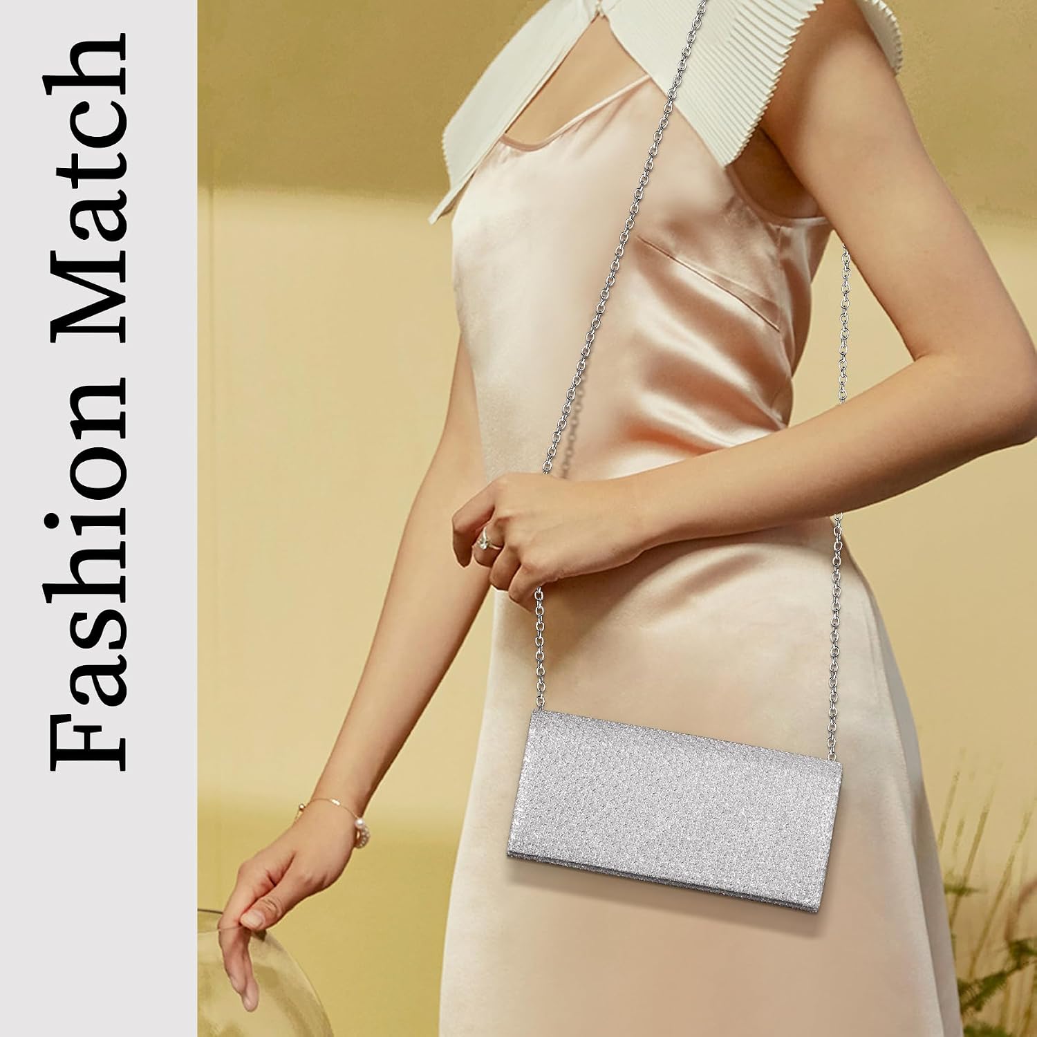 Thumbnail 6 de Toptime Silver Glitter Envelope Clutch