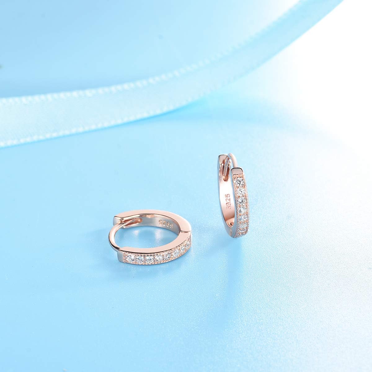 Detalle de Shuxin Creolen aus 925 Sterling Silber mit AAA Zirkonia – 13 mm Schlafkreolen in Geschenkbox