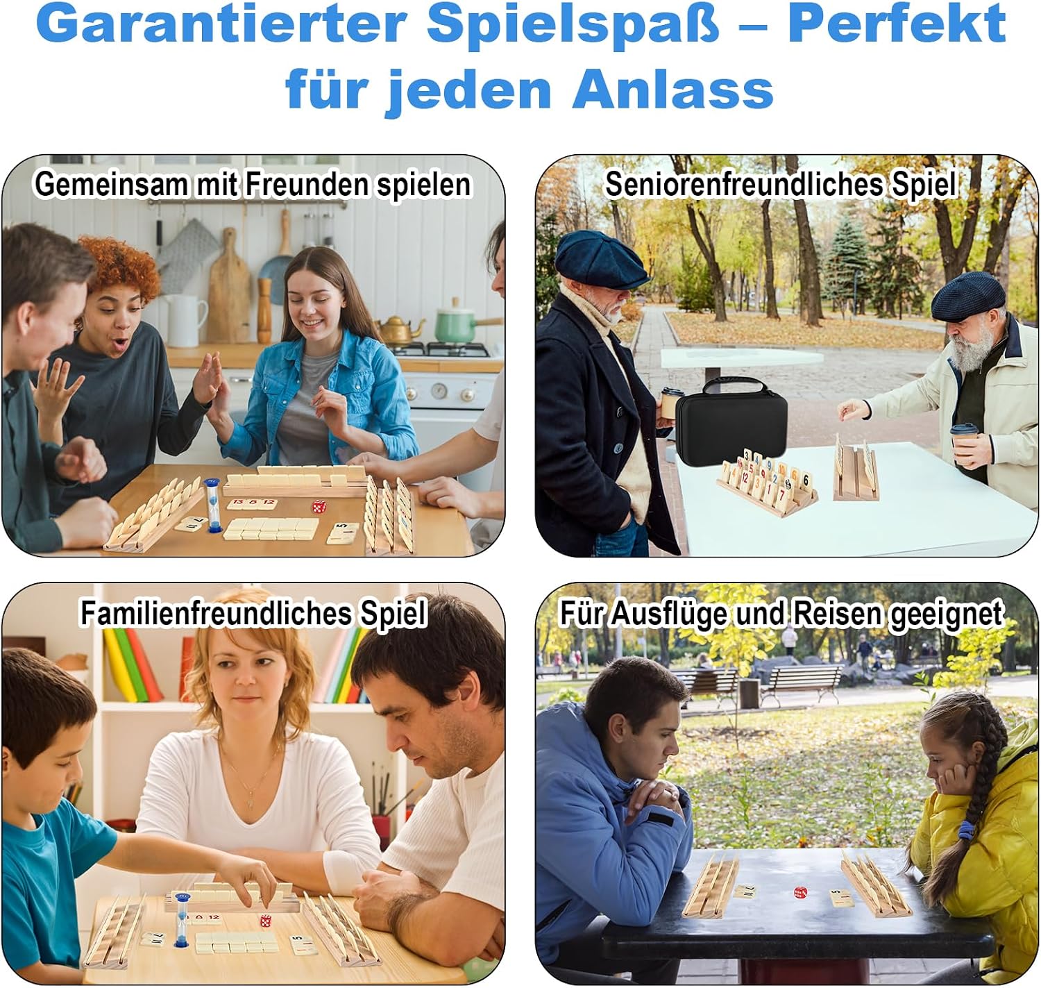 Detalle de Wooderma Rummy Holz Spiel – Rummy Cup Set mit 160 Spielsteinen & 6 Holzhaltern