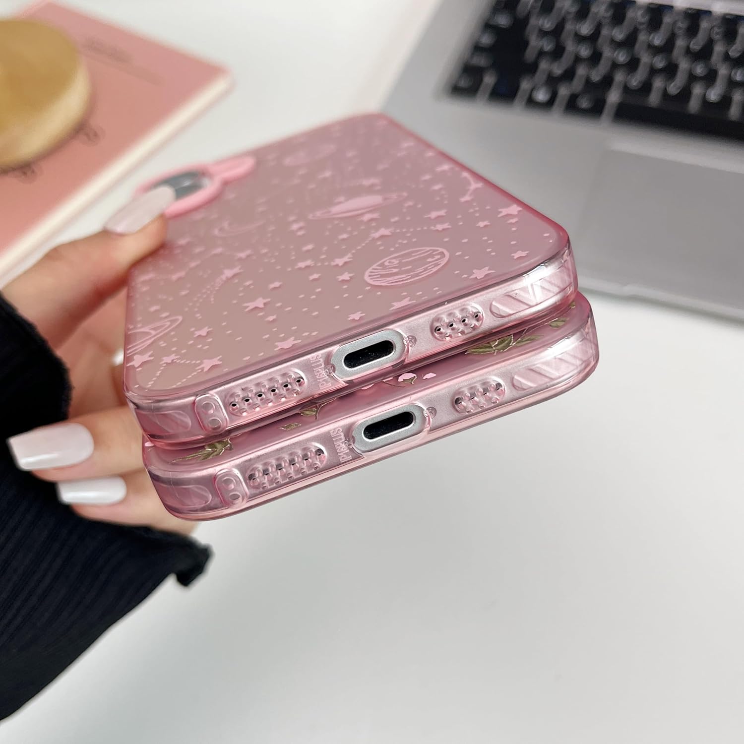 Thumbnail 2 de ZTOFERA iPhone 16 Plus (6,7 Zoll) Schutzhülle rosa – Planet-Sternenhimmel Design mit hartem PC-Rücken und TPU-Rahmen
