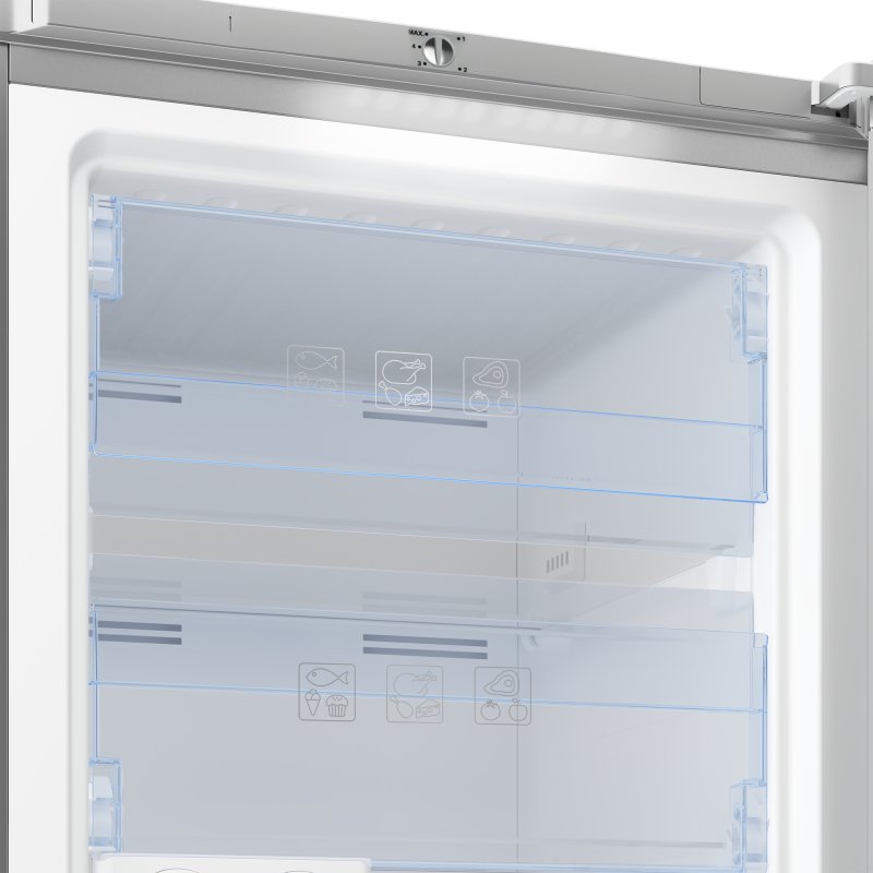Detalle de Beko RFNE290L41WN: Congelador vertical 256 L en blanco con ProSmart Inverter y puerta reversible