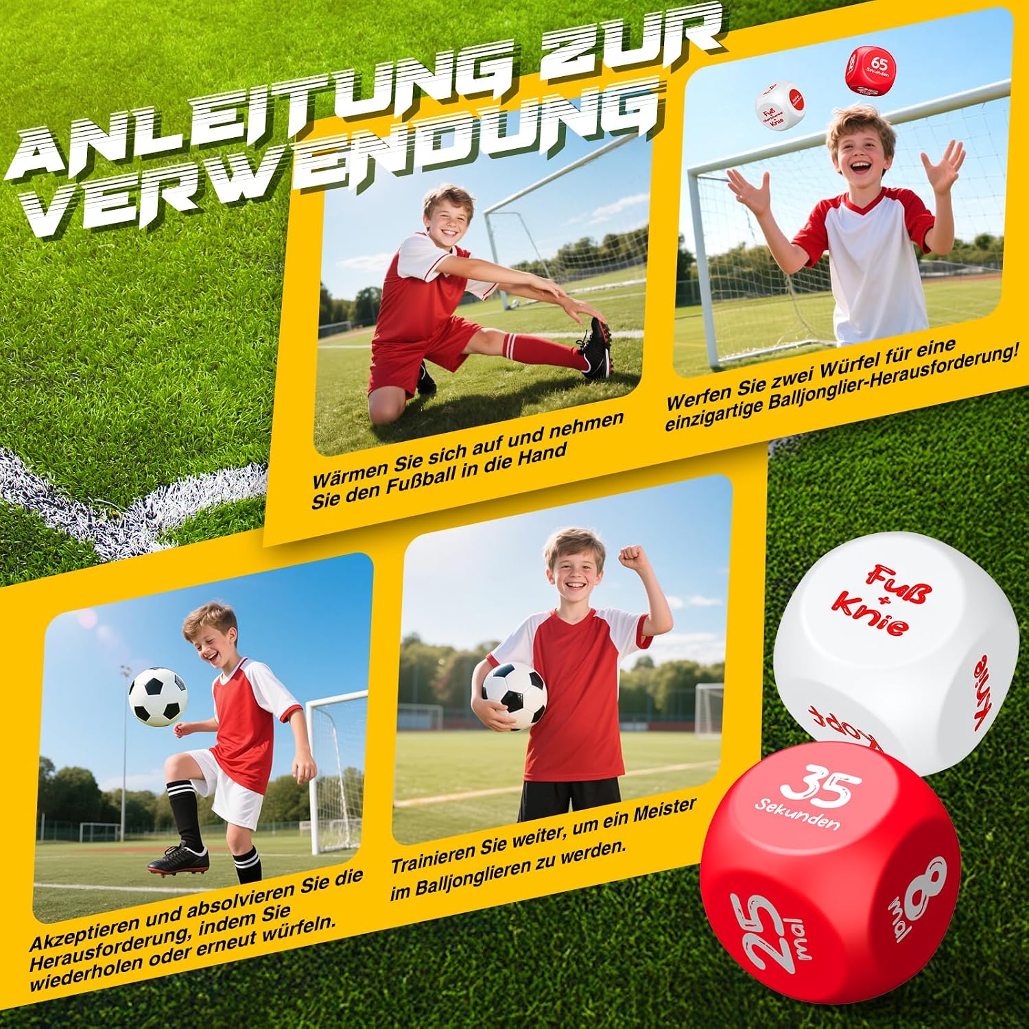 Thumbnail 2 de HappyKidsClub Fussball Trainingszubehör – 2er Set Würfel inkl. Trainingsideen (EVA)