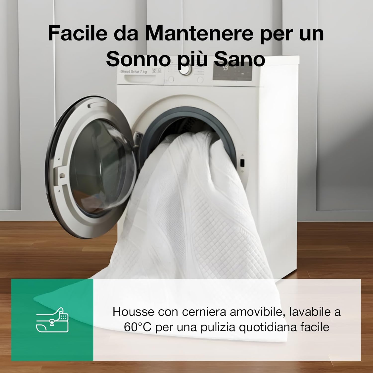 Thumbnail 6 de Novilla Topper Materasso in Memory Foam Gel 180x200 cm, 7,5 cm di spessore – comfort, igiene e anti-scivolo