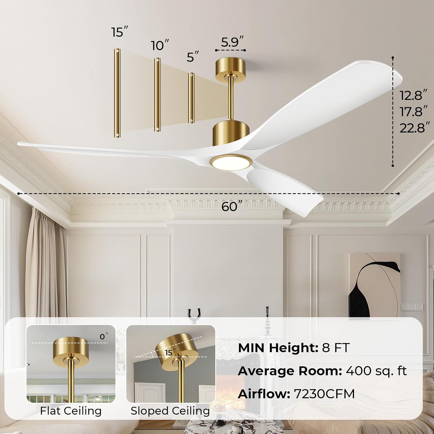 Thumbnail 5 de BOOSANT Ceiling Fan 60-Inch