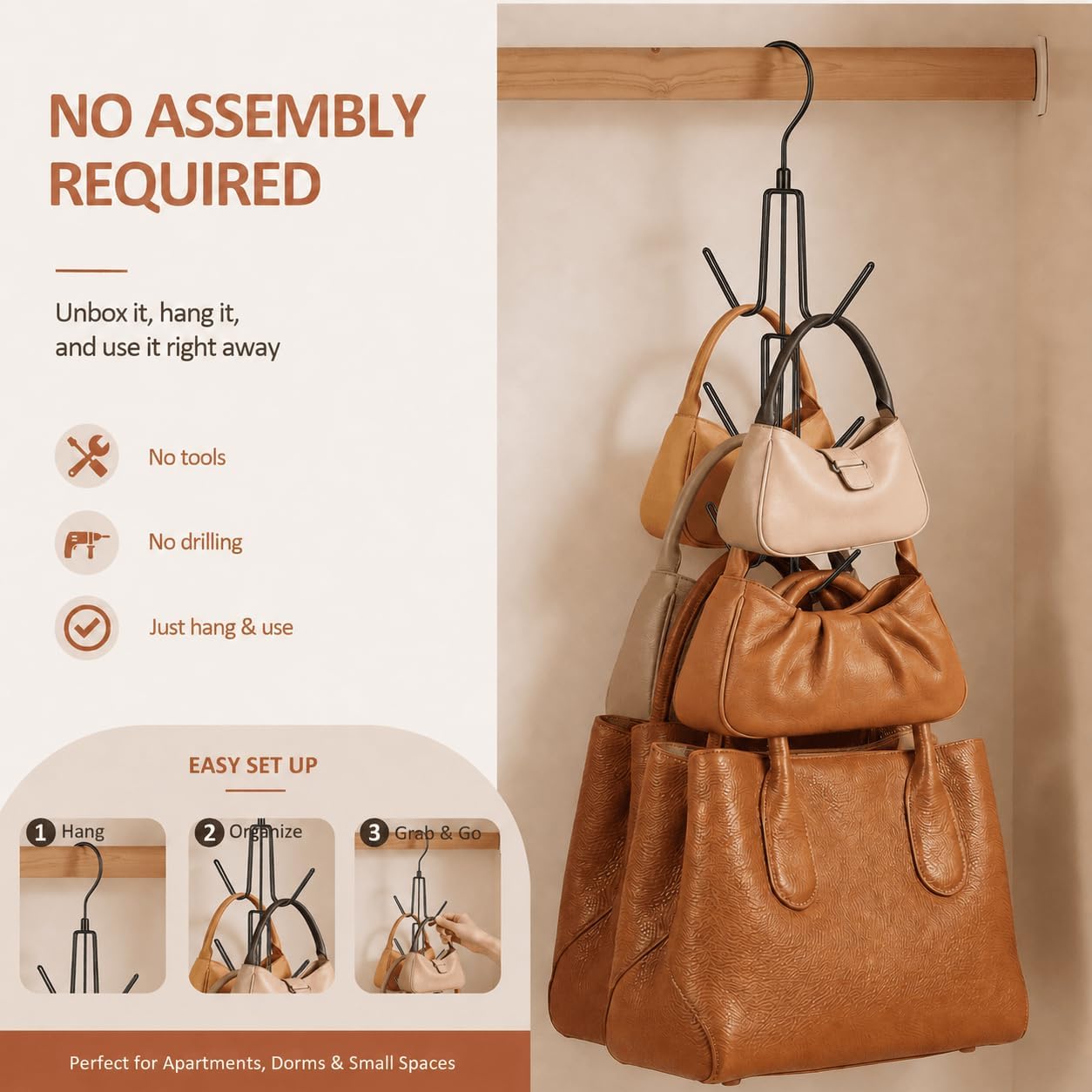 Detalle 2 de ZEDODIER Purse Hanger Organizer 4-pack