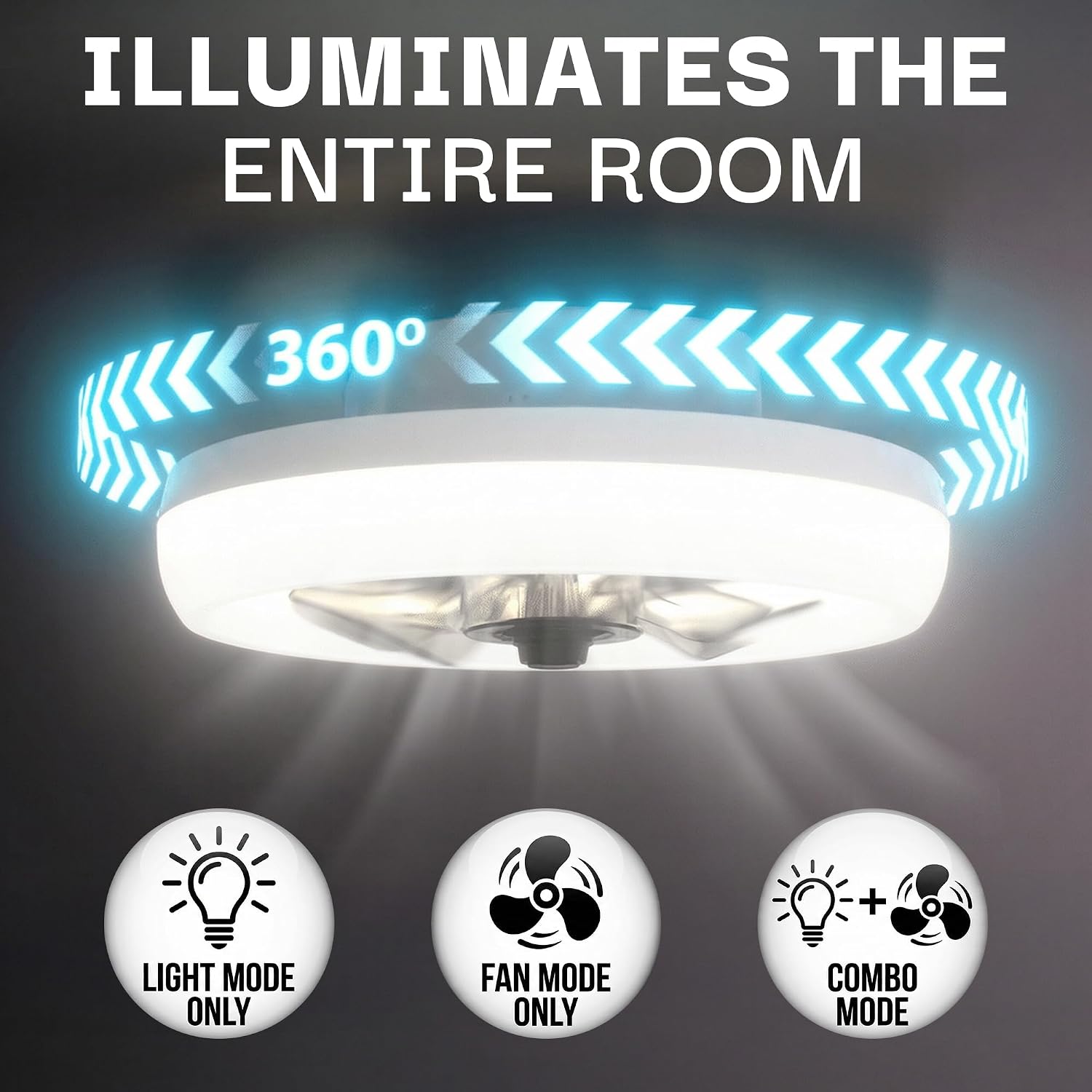Detalle de Bell+Howell CannonX 14-Inch Ceiling Fan with Light, Remote and Reversible Blades