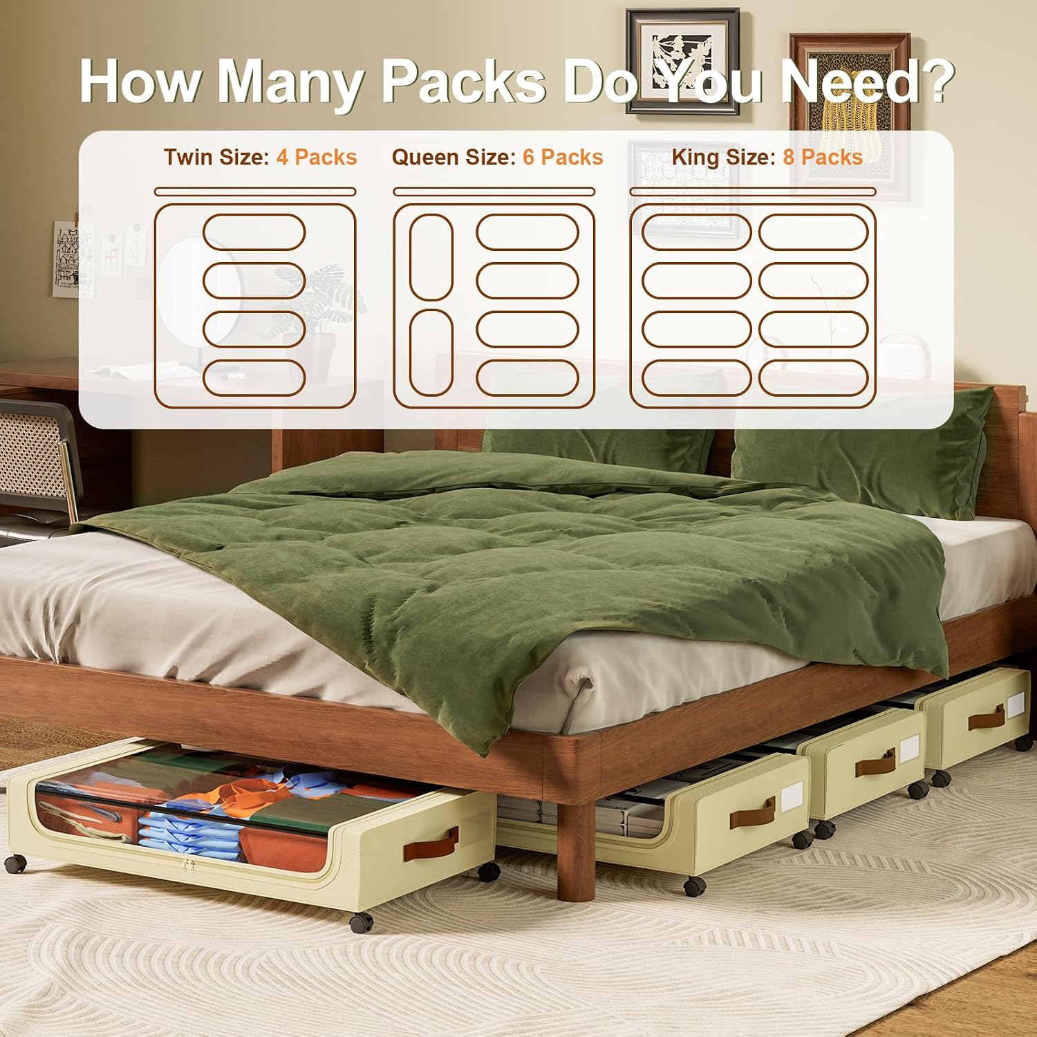 Thumbnail 6 de GoMaihe 48L Under Bed Storage with Wheels (4-Pack)