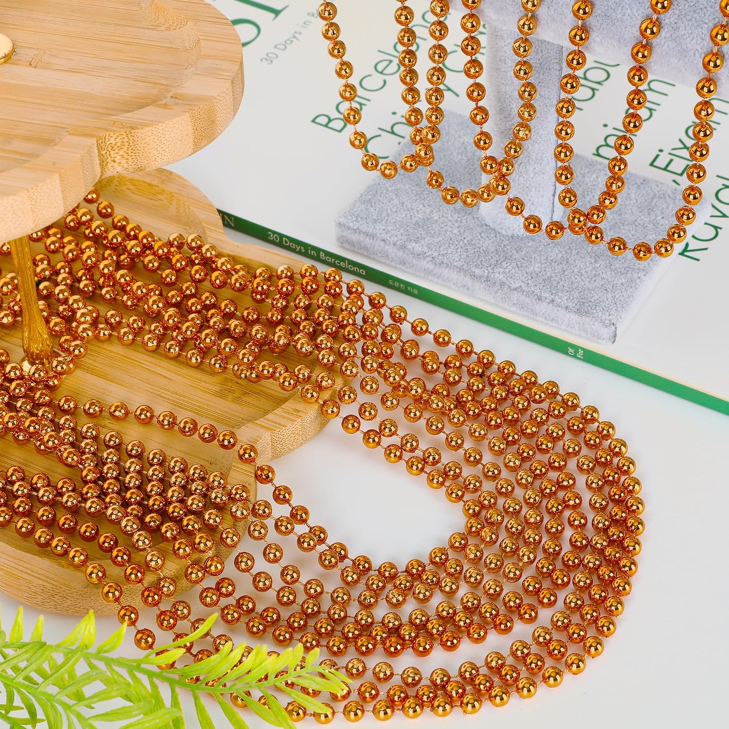 Thumbnail 6 de 72PCS Mardi Gras Beads Orange Beaded Necklace Party Favors (33 in) for Mardi Gras & Halloween Events