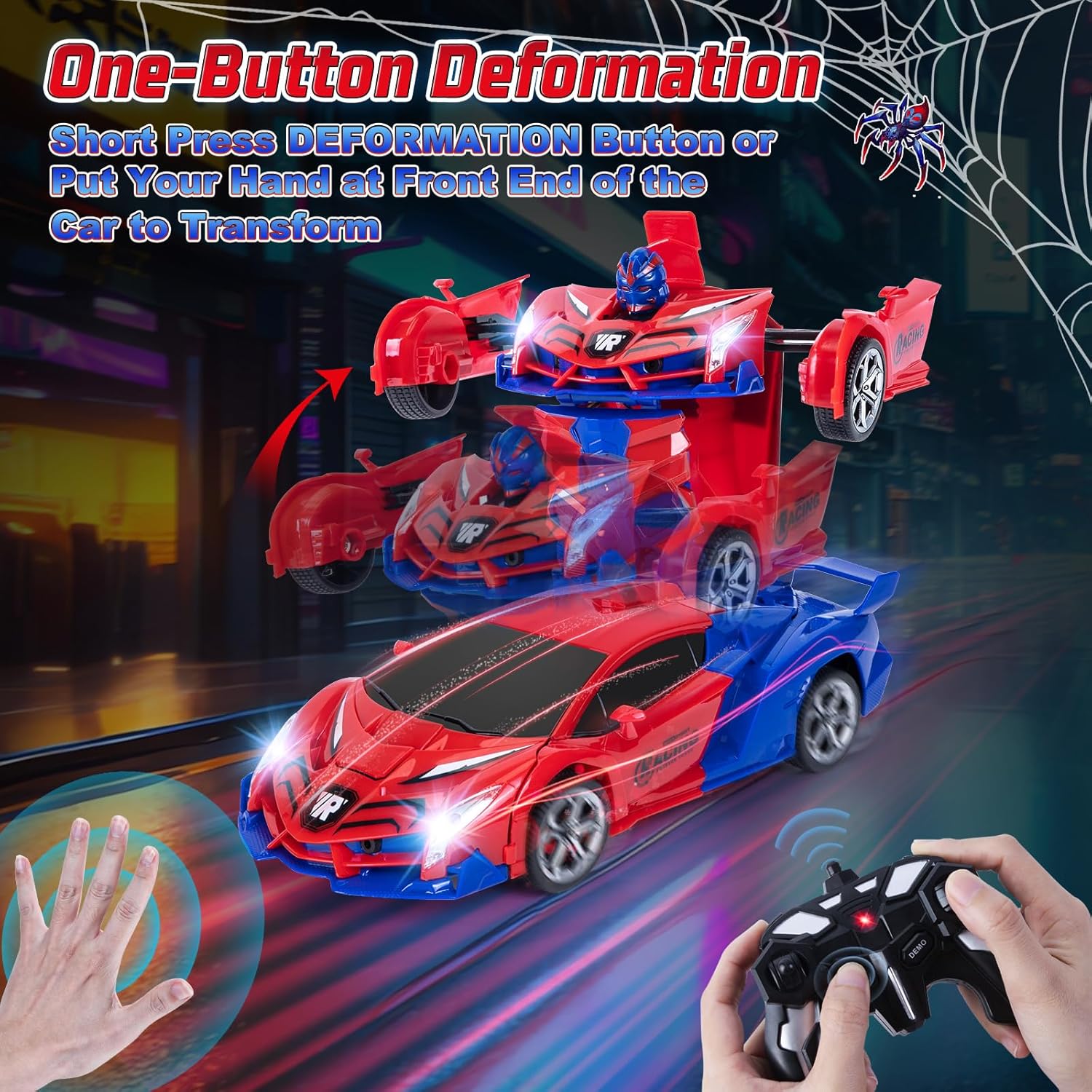 Thumbnail 2 de Yellcetoy Transform Toys RC Spider Car (2.4Ghz) with Hand Gesture Control, LED, Music & Sound Effects