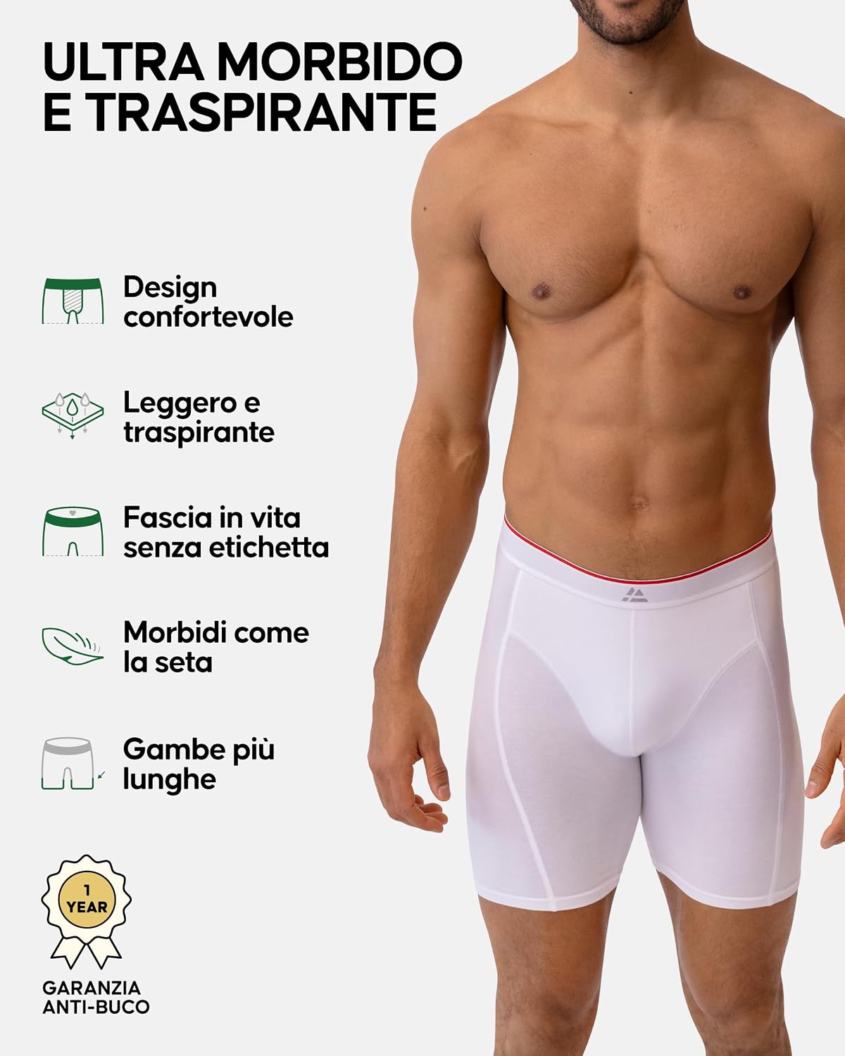 Detalle 2 de DANISH ENDURANCE Boxer Uomo Lunghi in bambù 3 Paia