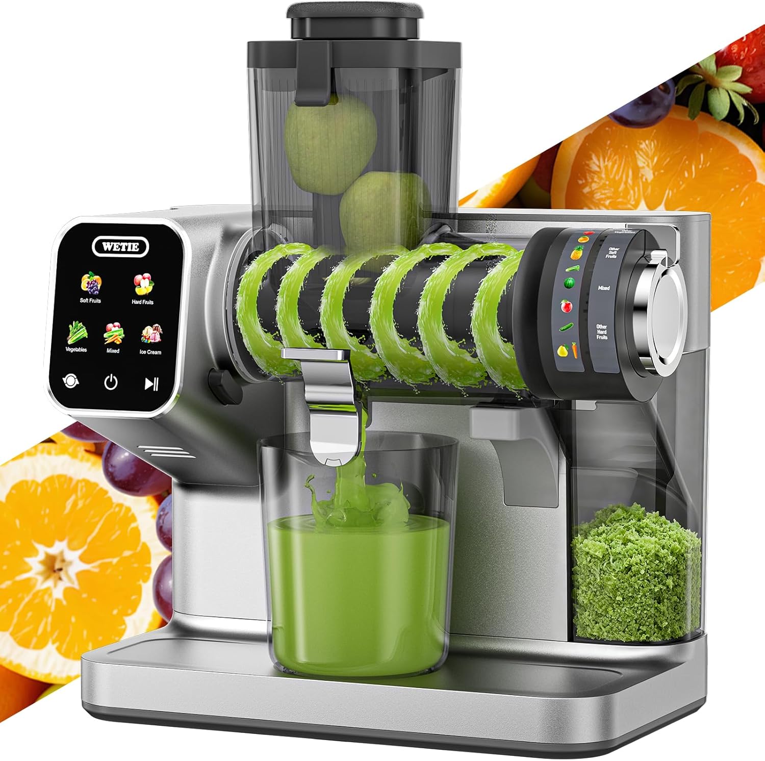 Detalle de WETIE Cold Press Juicer with Touch Screen, Adjustable Juicing Pressure & 3.54'' Feed Chute