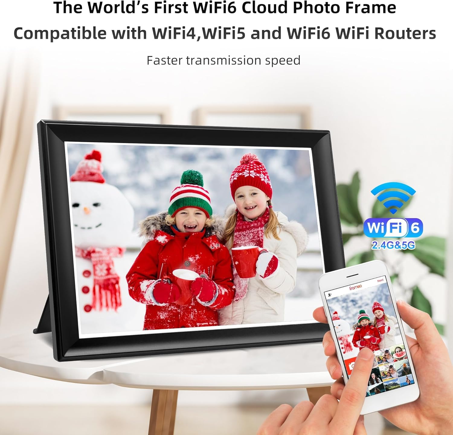 Thumbnail 2 de 11inch 64GB WiFi & 5G Digital Picture Frame with Touch Screen (Frameo app, FHD IPS, Weather & Clock)