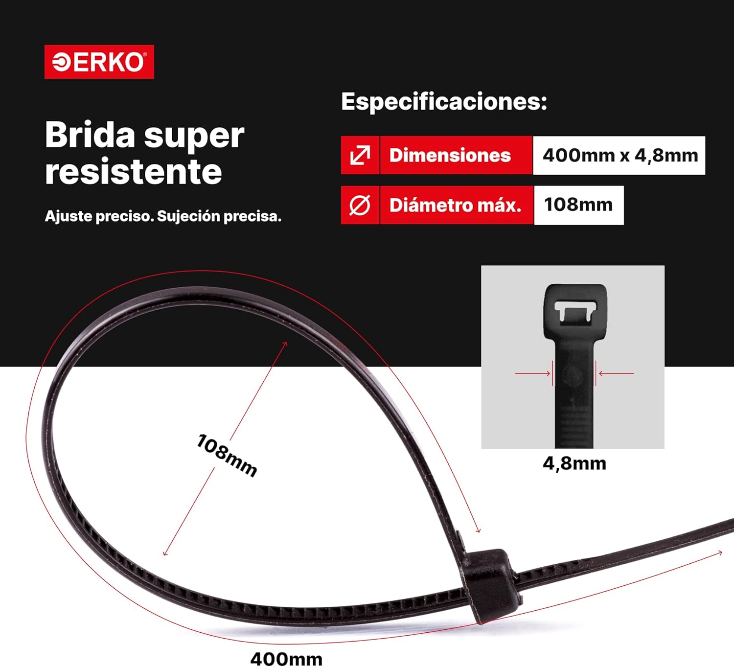 Thumbnail 1 de ERKO Bridas 400x4,8 mm 100 uds