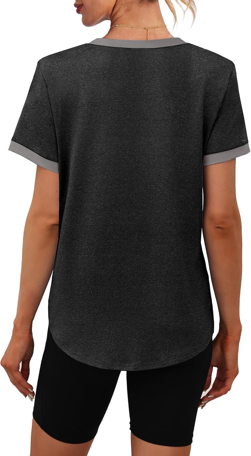 Thumbnail 4 de Women’s Workout Tops: Summer Short Sleeve Athletic Shirts with UPF 50+ Sun Protection (Color Block)