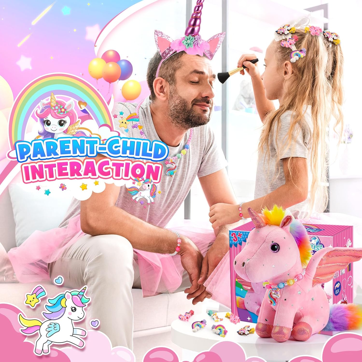 Thumbnail 4 de EUCOCO unicorn plush toy set for 3–8 year old girls (ages 3, 4 & 5) with colouring book and accessories