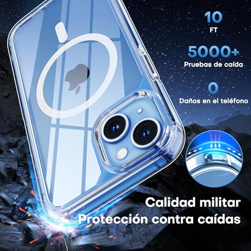 Detalle de TAURI Funda para iPhone 13/14 con MagSafe y Vidrio Templado — Transparente, ultrafina y antichoque