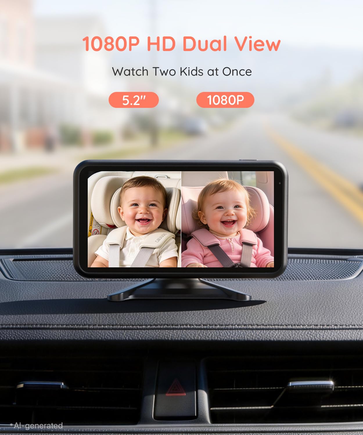 Detalle 2 de LUCKVIEW BM2 PRO Dual Baby Car Camera, 5.2-Inch 1080P Monitor