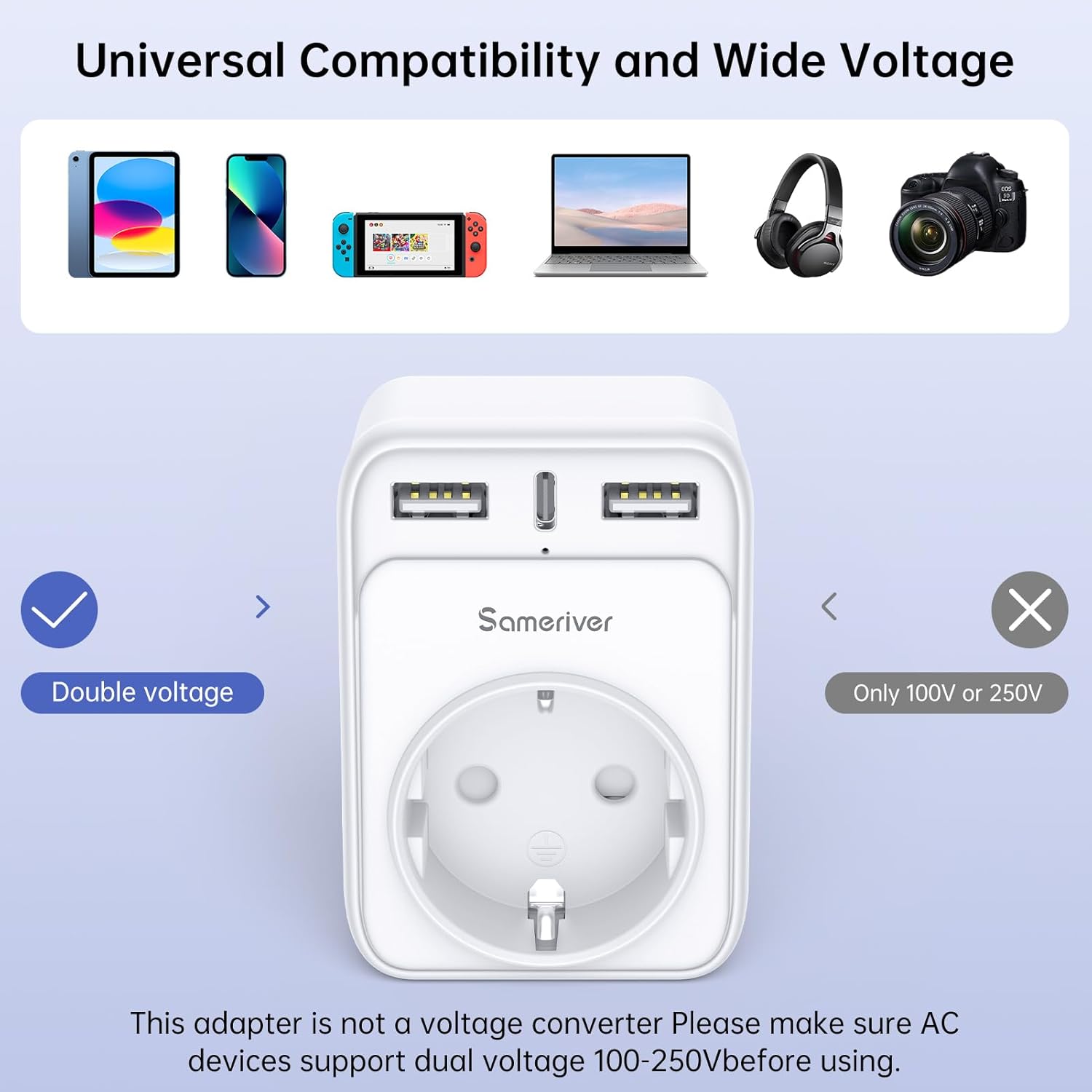 Thumbnail 3 de Reiseadapter Schweiz auf Deutschland (Typ J) mit 2 USB & USB-C, 13A 1650W