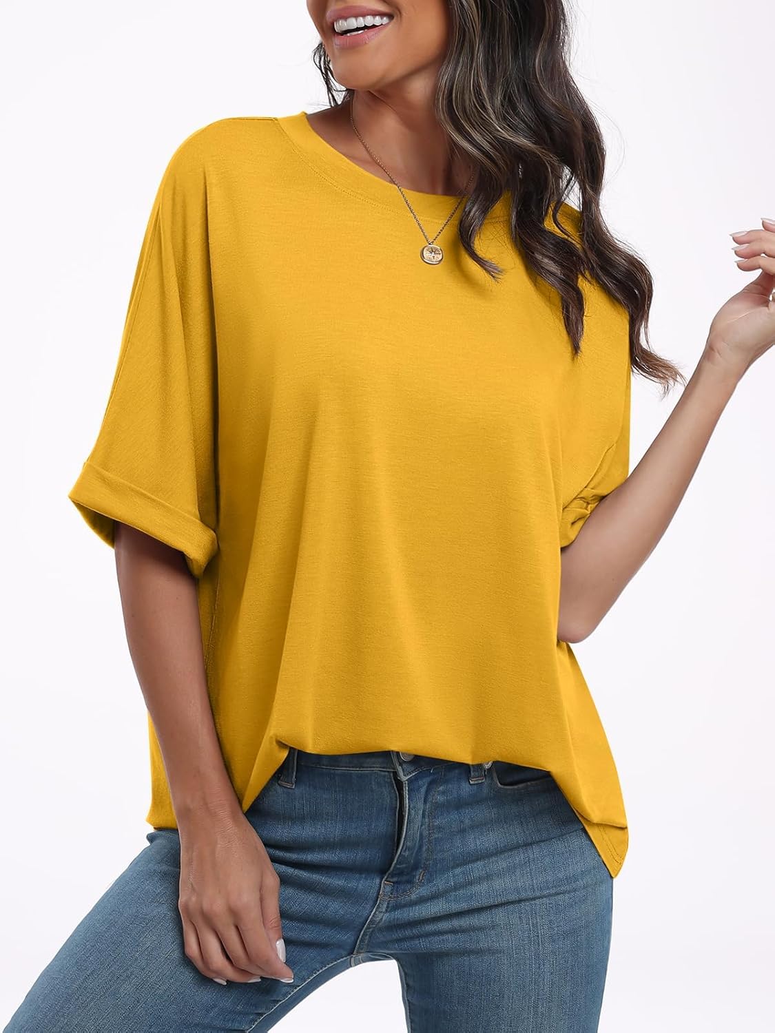 Thumbnail 5 de Cuptacc Damen Oversize T-Shirt – Rundhals Tunika-Look kurzarm, locker & basic