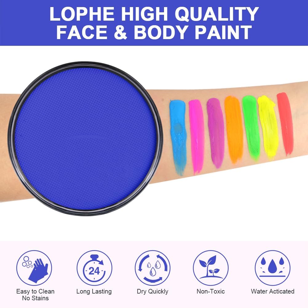 Thumbnail 1 de LOPHE Trucchi Neon: Pittura di Corpo Fluorescente 30 g – Blu Luminoso sotto UV