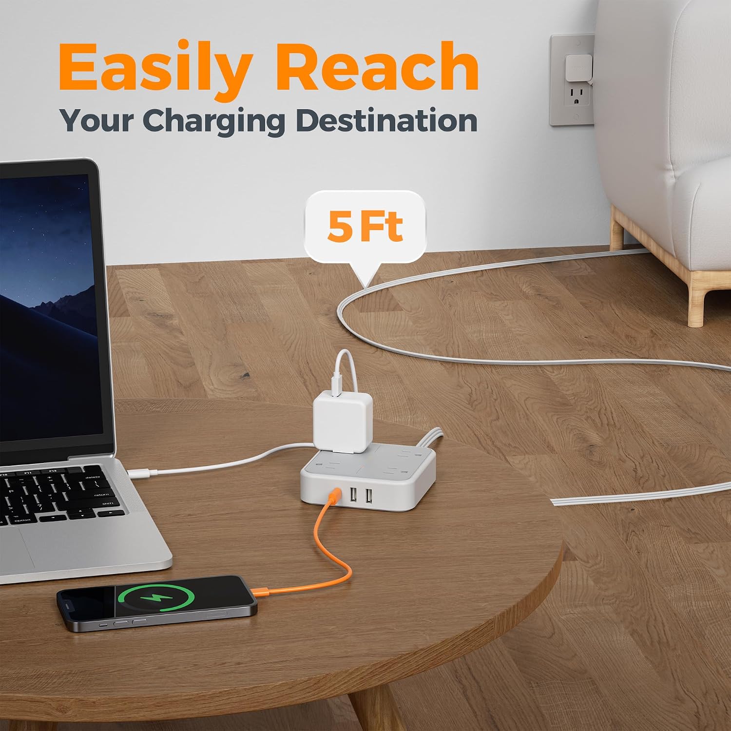 Thumbnail 4 de TESSAN TS-102-C-SP Surge Protector Power Strip, 4 Outlets, 3 USB Ports