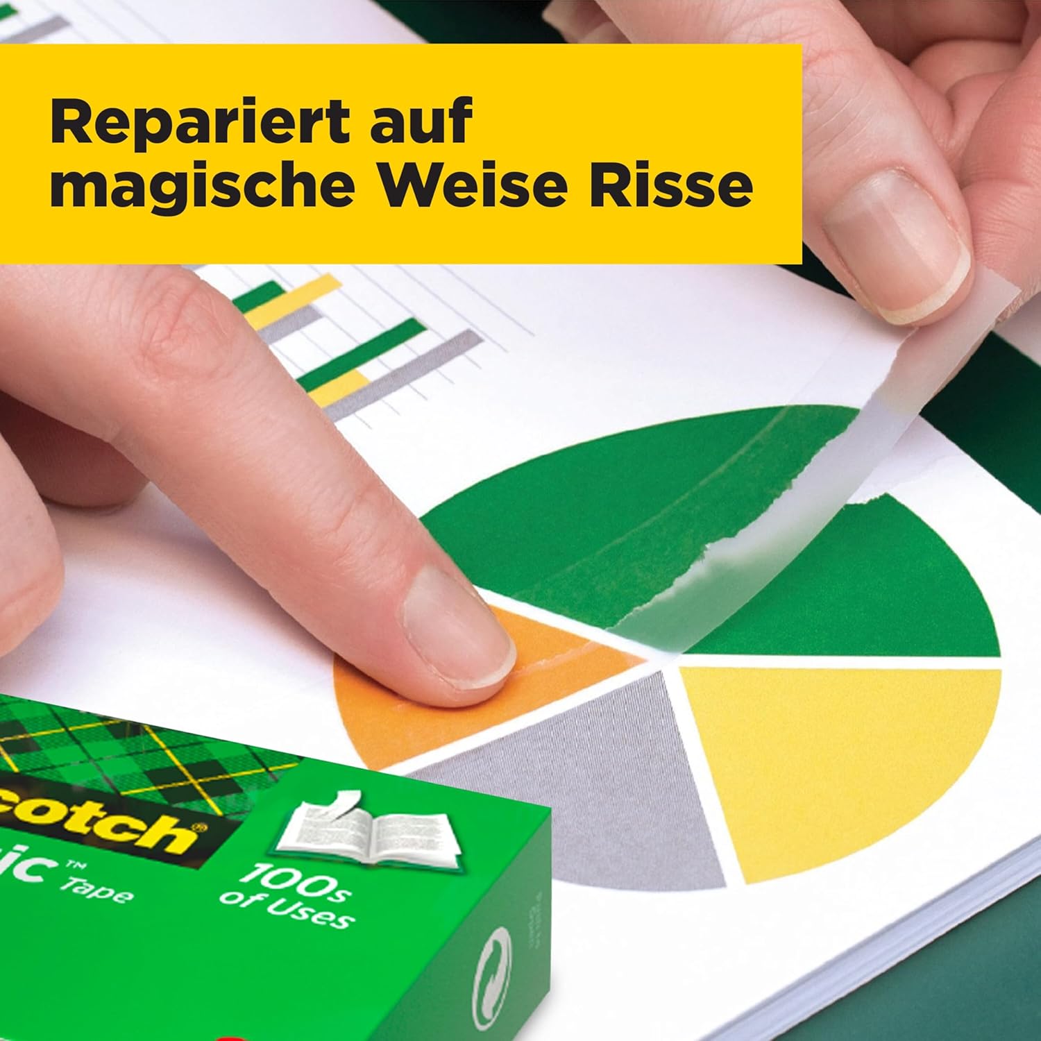Detalle de Scotch Magic Tape Vorteilspack mit 8 Rollen – unsichtbares Klebeband (19 mm x 33 m) für Papier & Dokumente
