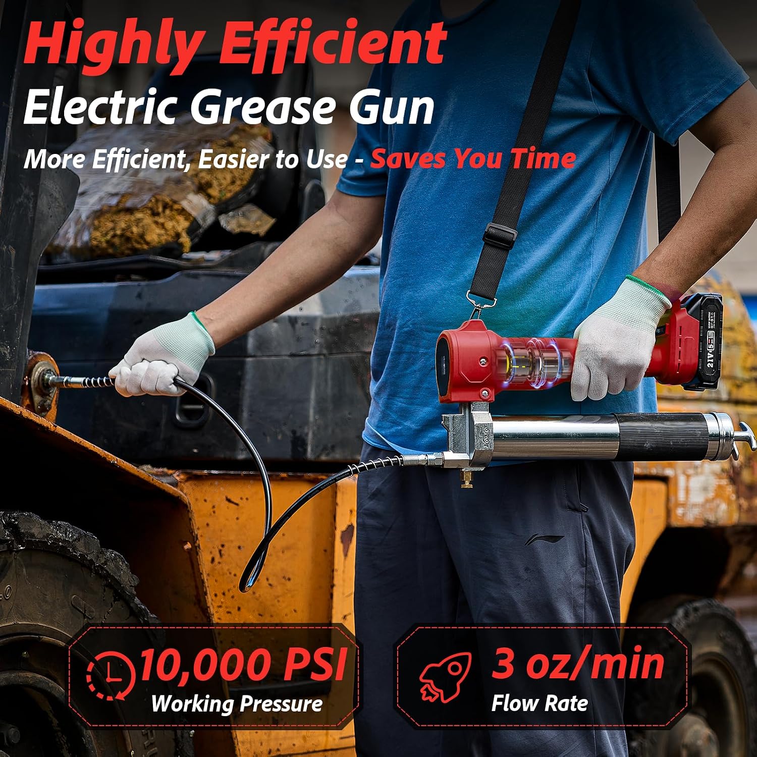 Thumbnail 1 de TaskStar B001 REDNEW Cordless Grease Gun, 10,000 PSI, LED Light