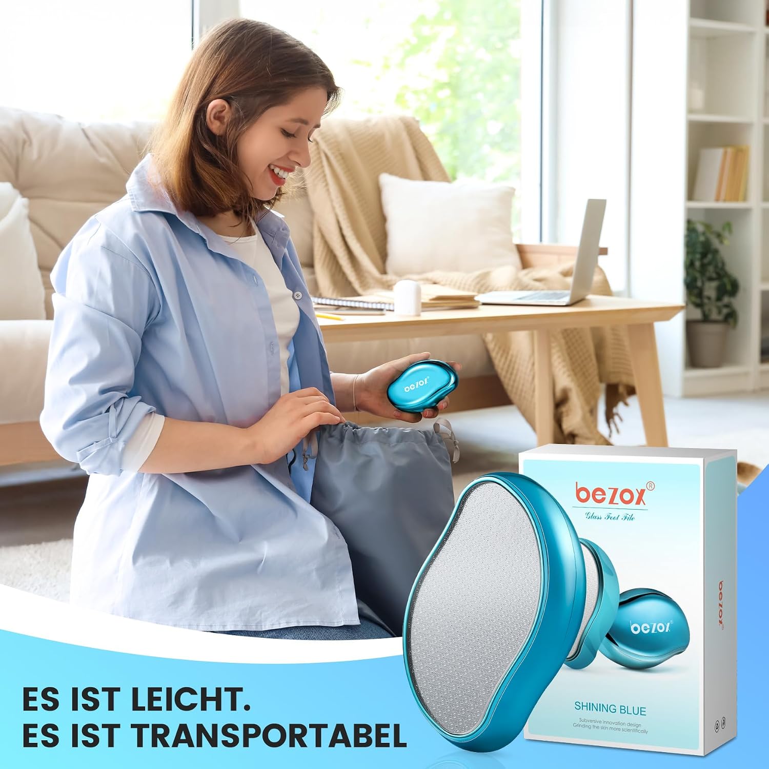 Detalle de BEZOX 2in1 Nano Glas Hornhautentferner – Premium Hornhautfeile