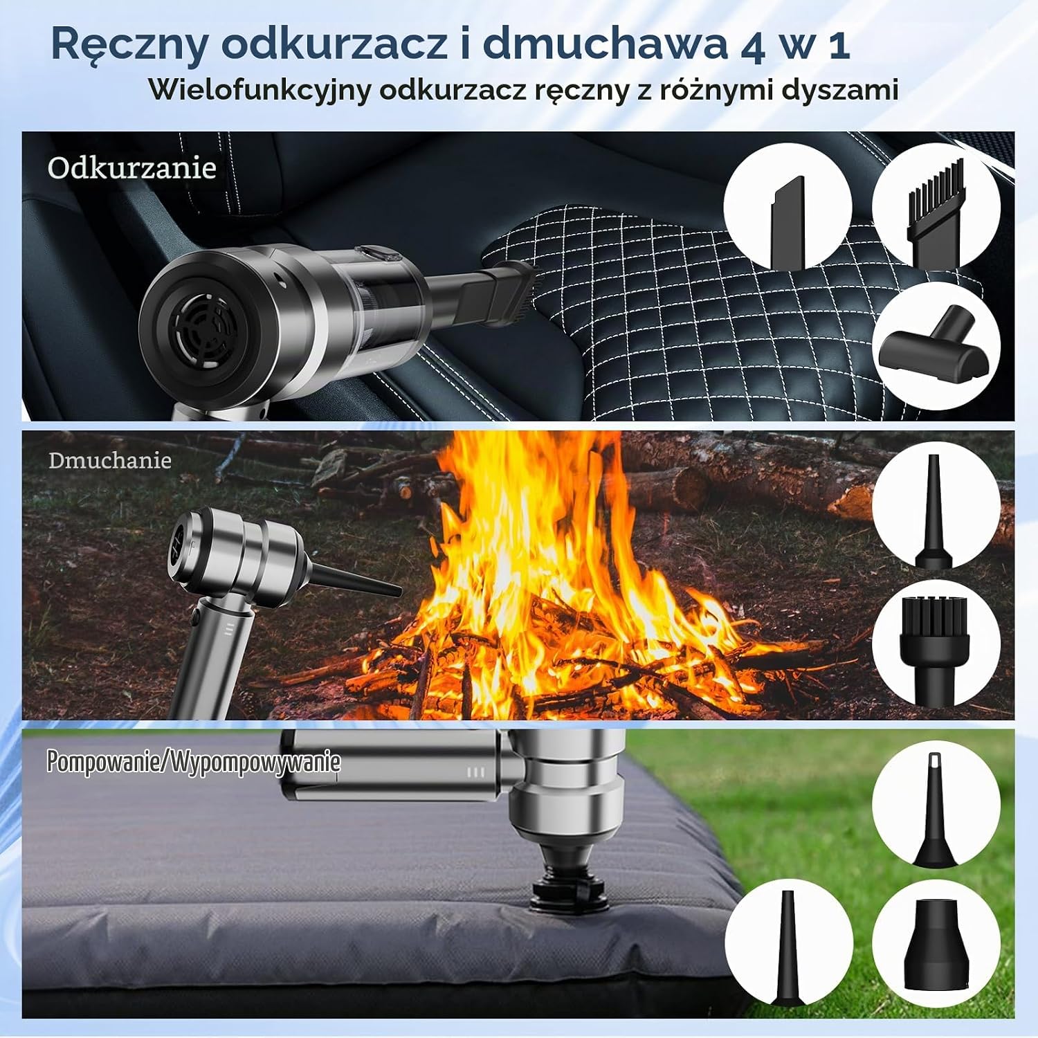 Detalle de SKUTZTEK LCH-HEL-XCQ-147 – odkurzacz ręczny 4 w 1, 24 000 Pa, filtr HEPA