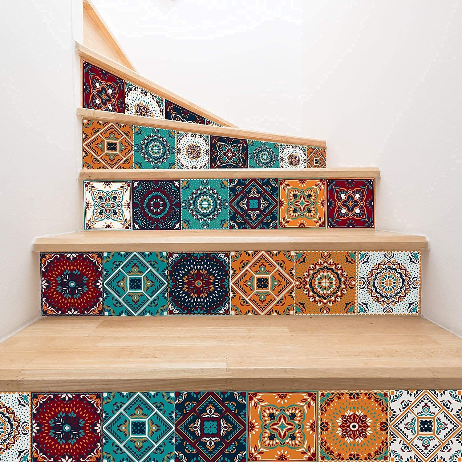 Detalle 2 de KAIRNE 24pcs Moroccan Tile Decal – 15x15cm Peel & Stick Mosaic Tiles for Kitchen, Bathroom & Living Spaces
