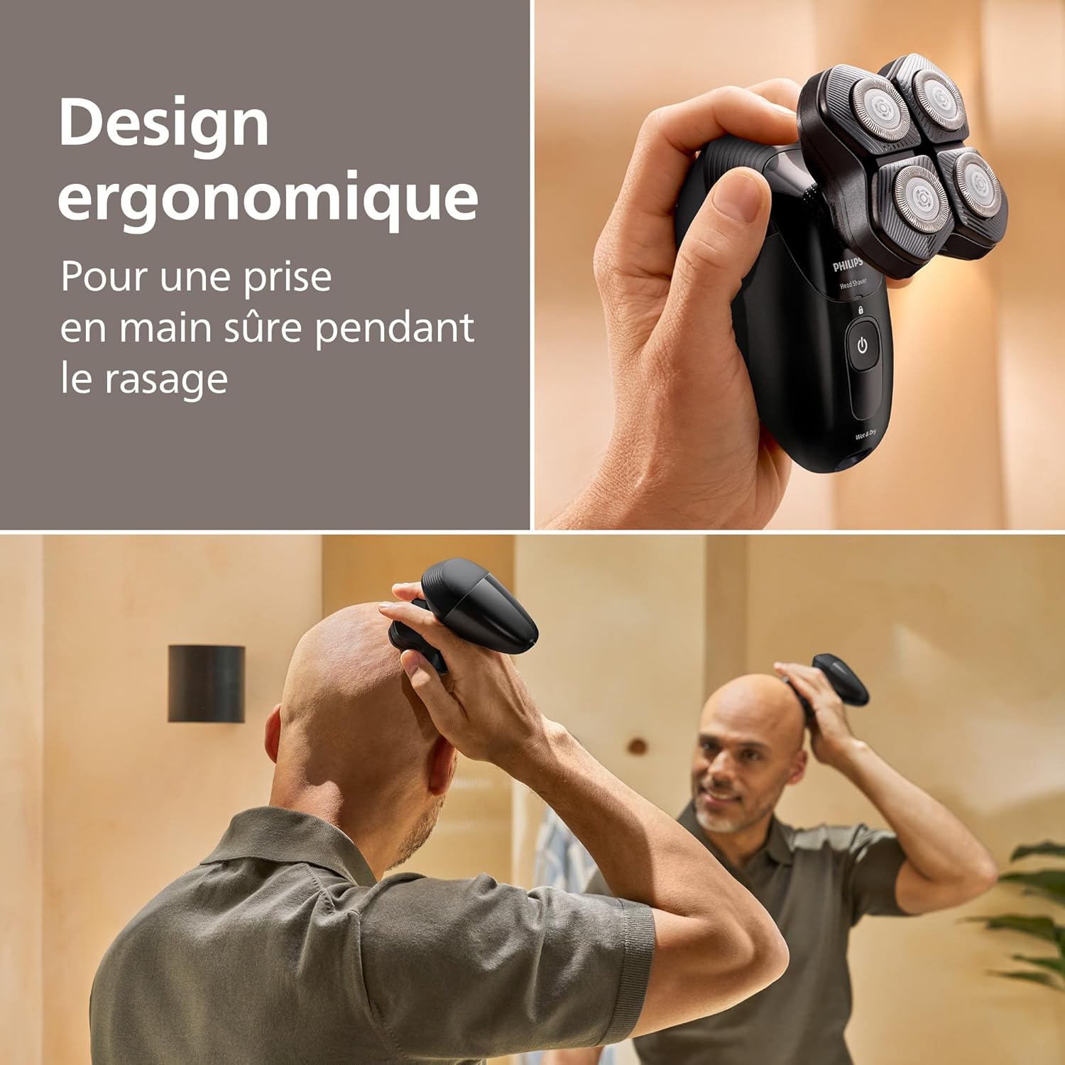Detalle 2 de Philips Head Shaver Pro 5000 Series HS5980/15 – rasoir tête 360° ComfortCut pour hommes et femmes