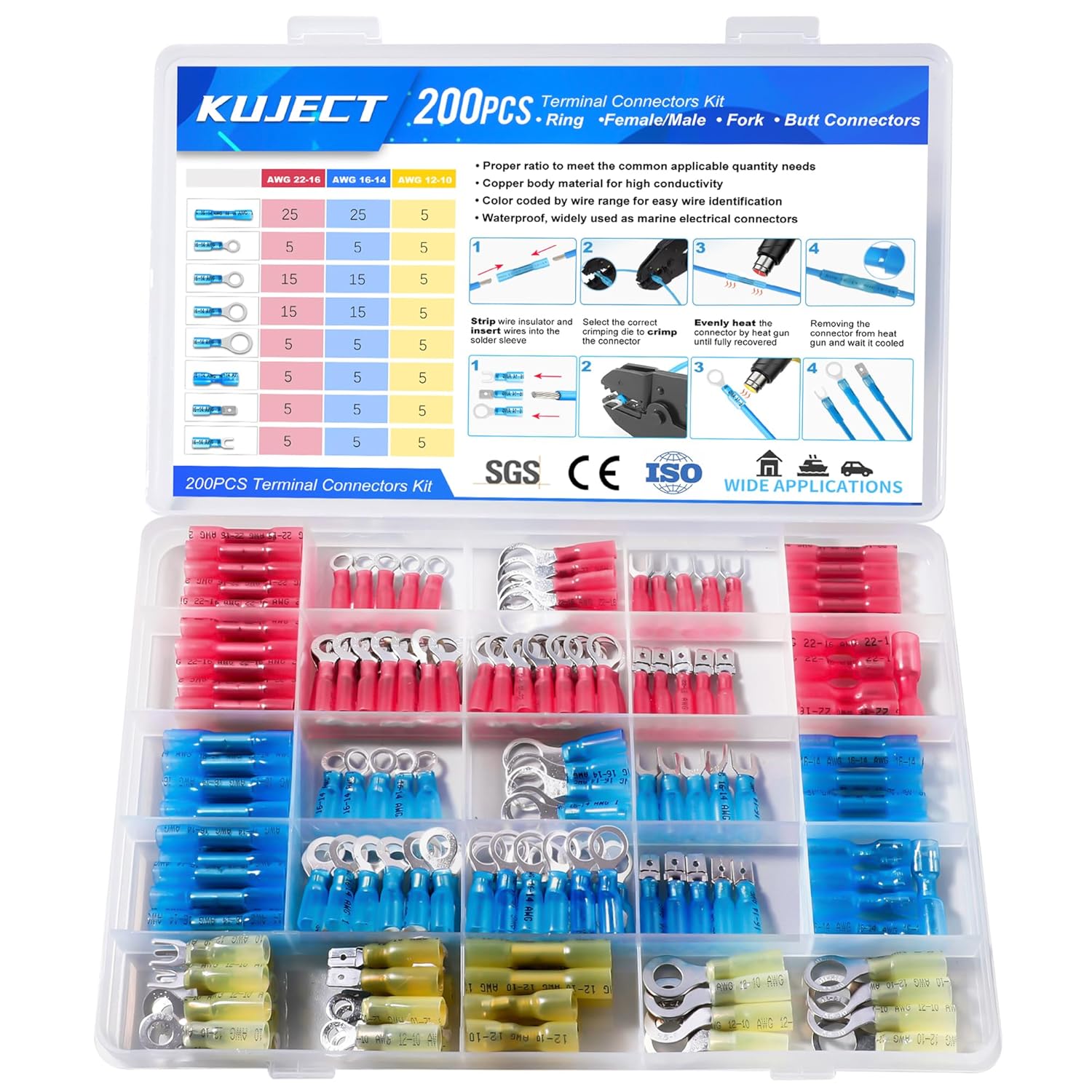 Kuject Heat-Shrink Wire Connector Kit, Copper