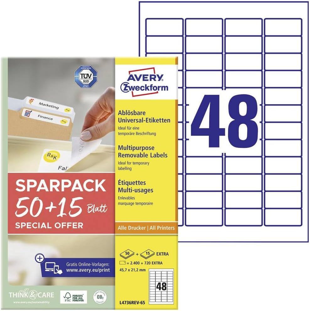 Thumbnail 5 de AVERY Zweckform 6601 Universal Etiketten 260 Stück