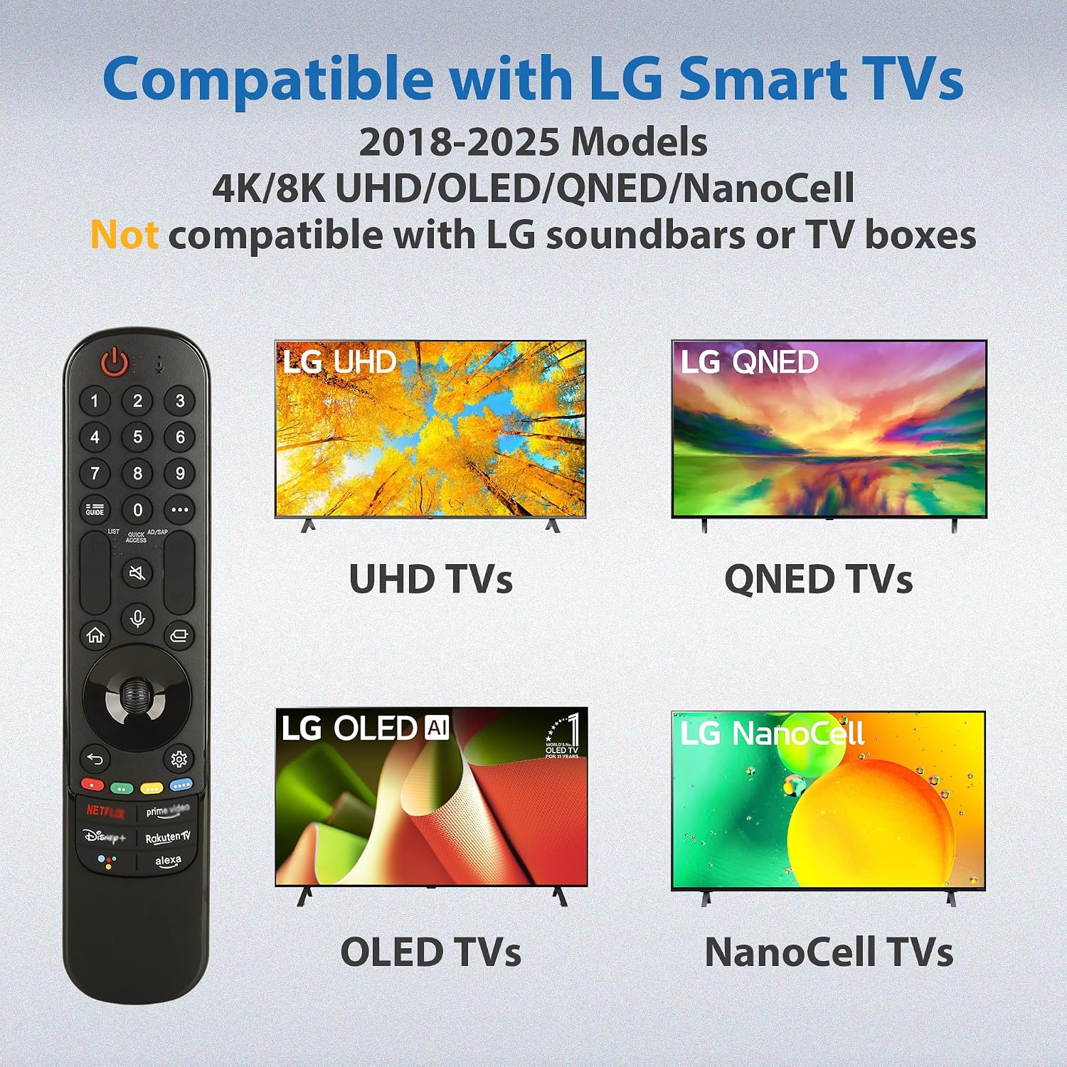 Thumbnail 2 de Magic Remote for LG TV: Replacement remote for 2018–2025 LG Smart TV models with Voice and Pointer