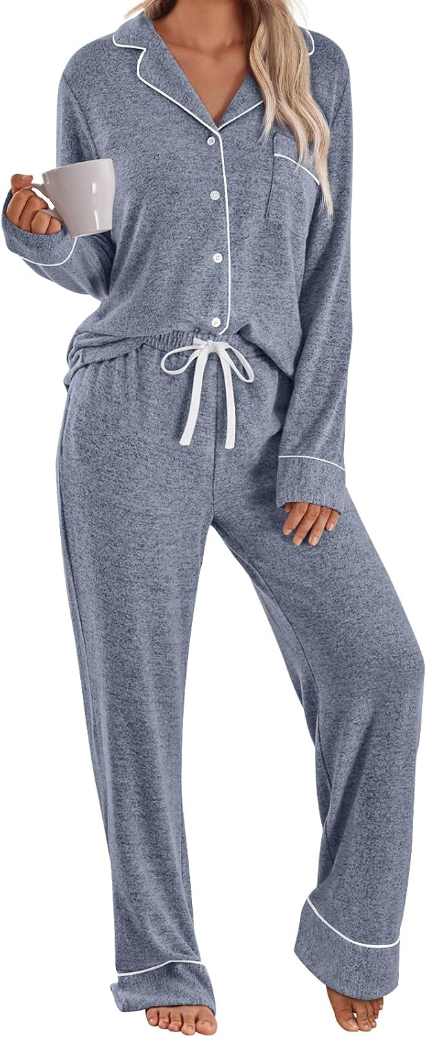 Detalle de LILLUSORY Women's Long Sleeve Pajama Set — Drawstring Pants