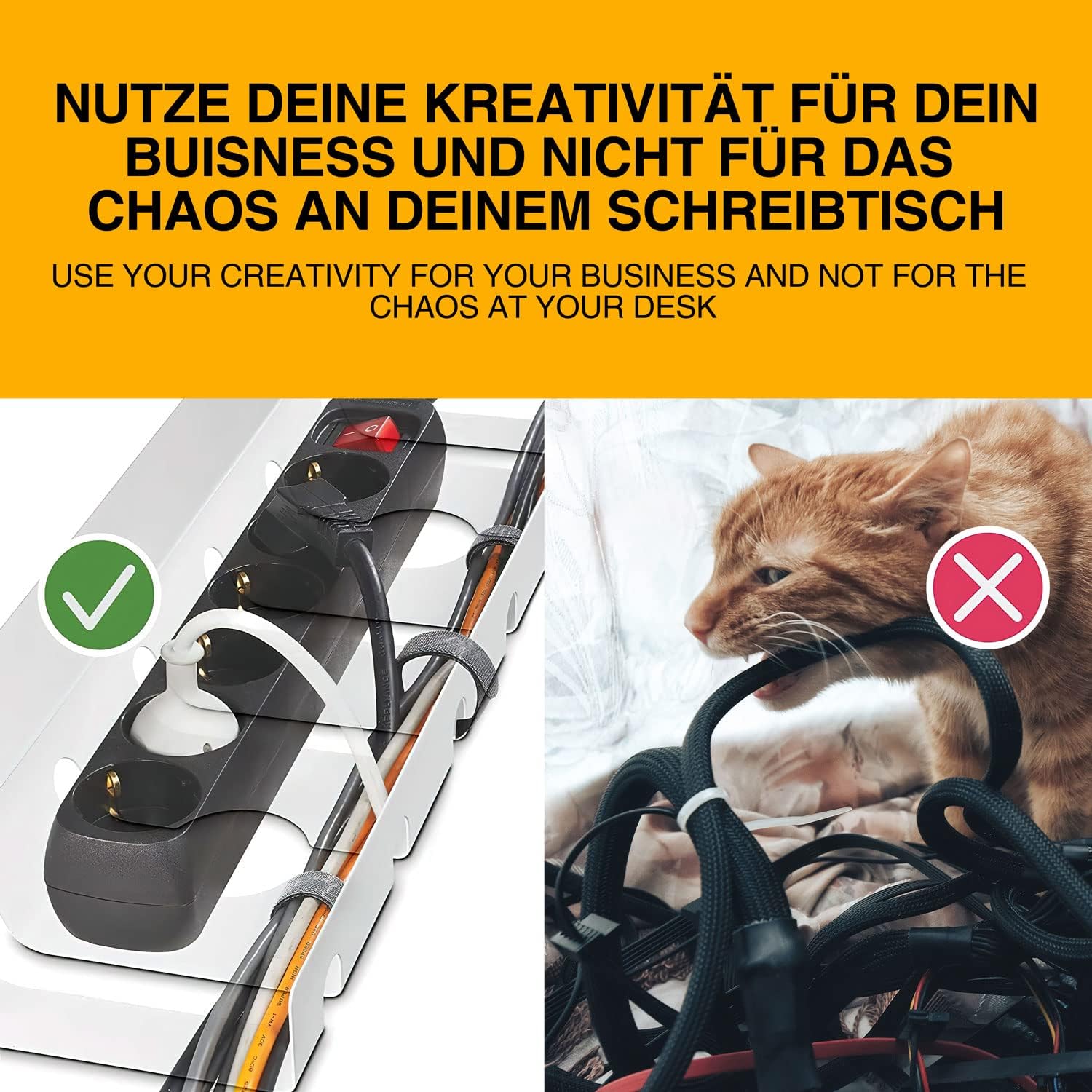 Thumbnail 3 de Chemin de câbles – Système de Gestion des câbles pour le Poste de Travail, jeu de 2 Supports pour multiprises de table