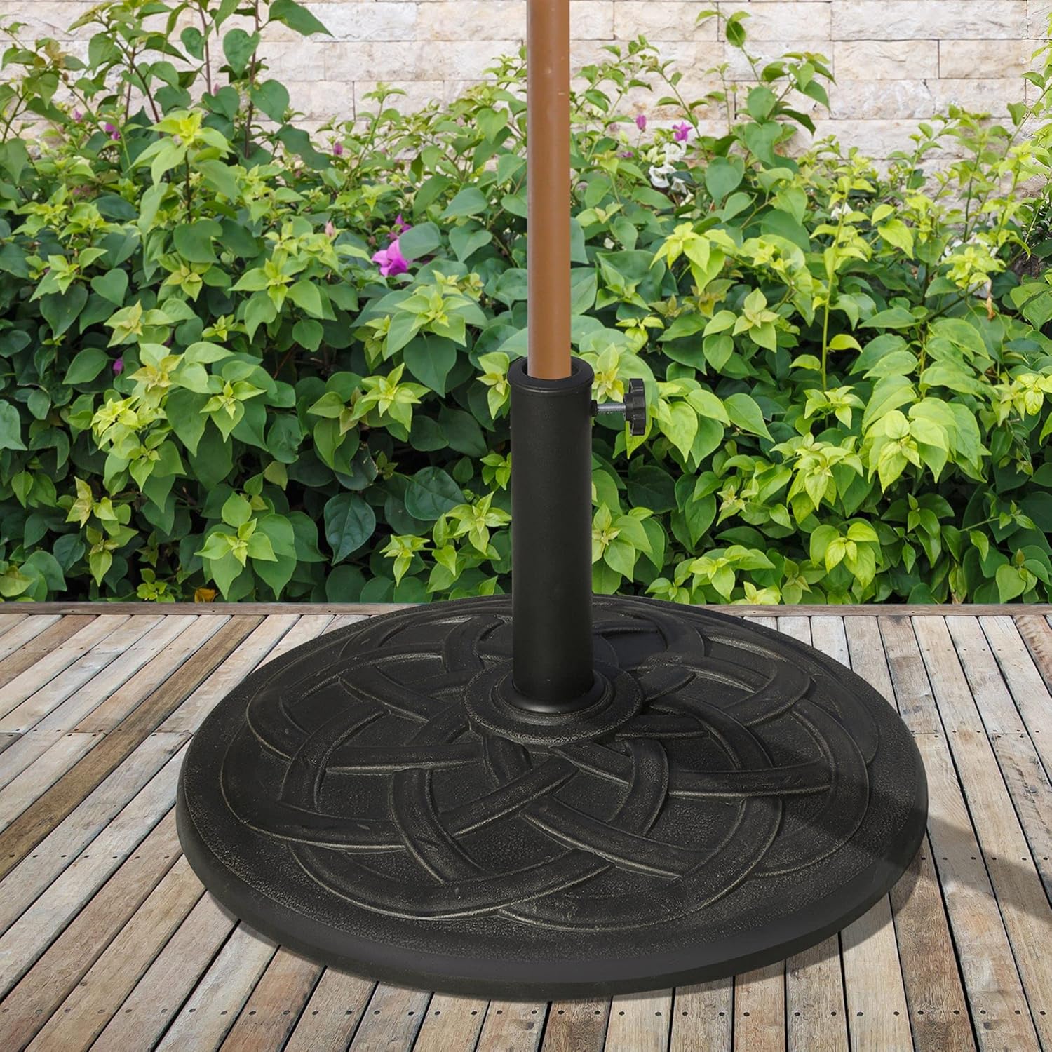 Thumbnail 1 de Outsunny Pied de Parasol Base de lestage en résine imitation fonte, rosace, Ø 54,5 cm – 19 kg