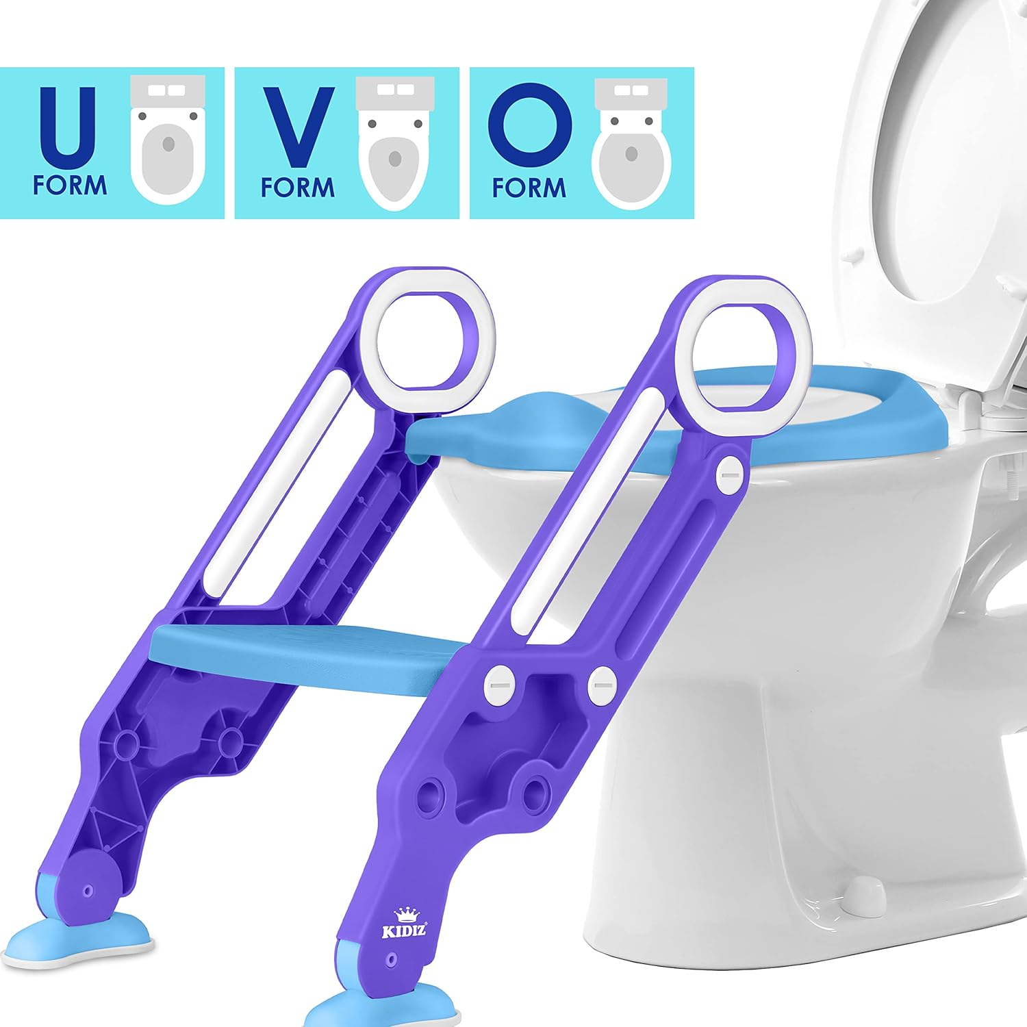 Thumbnail 2 de KIDIZ Kinder-Toilettensitz Toilettentrainer mit Treppe, Griffe, faltbar & höhenverstellbar (blau)