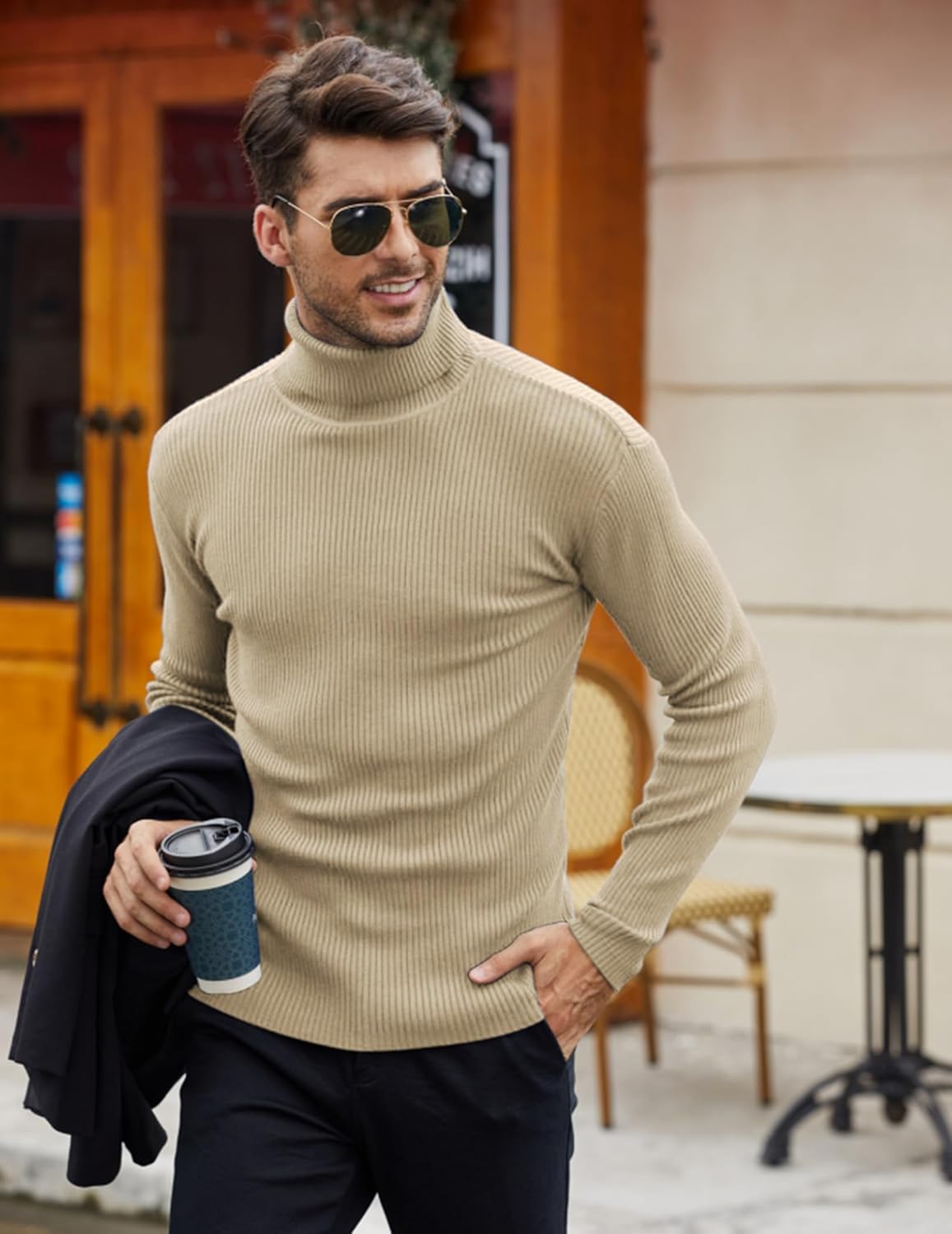 Thumbnail 2 de COOFANDY Rollkragenpullover Slim Fit