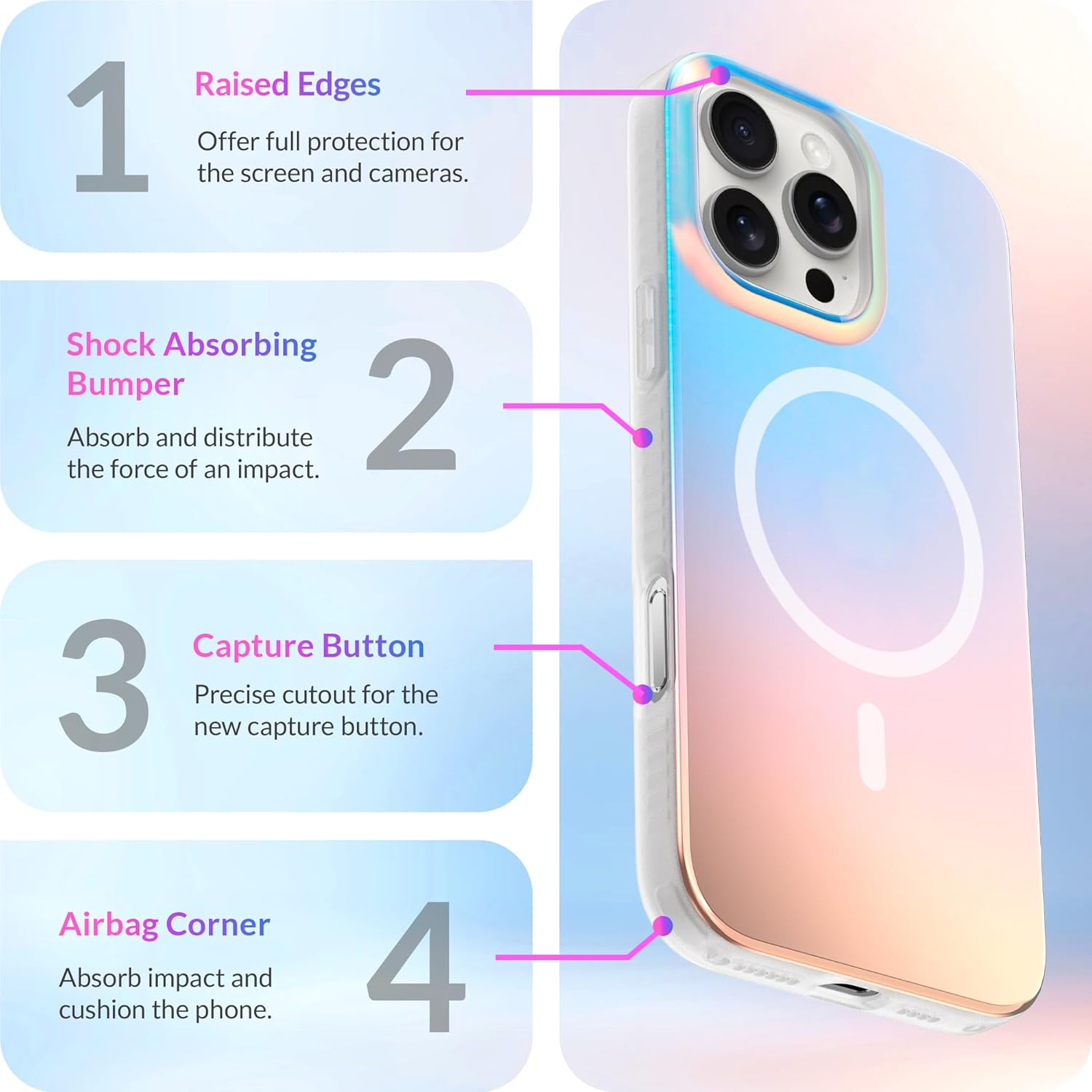 Thumbnail 4 de LONLI Hue for iPhone 16 Pro Case — Dynamic PrismGlow Color-Shift Iridescent Cover