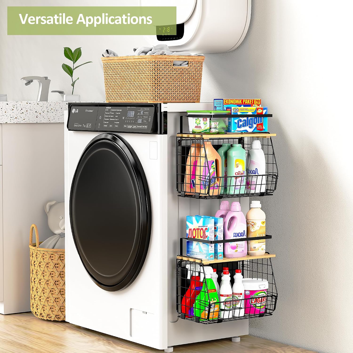 Thumbnail 6 de GGIU Magnetic Shelf for Fridge with Wood Lid (2-Pack) – Fruit, Potato & Onion Storage Bin