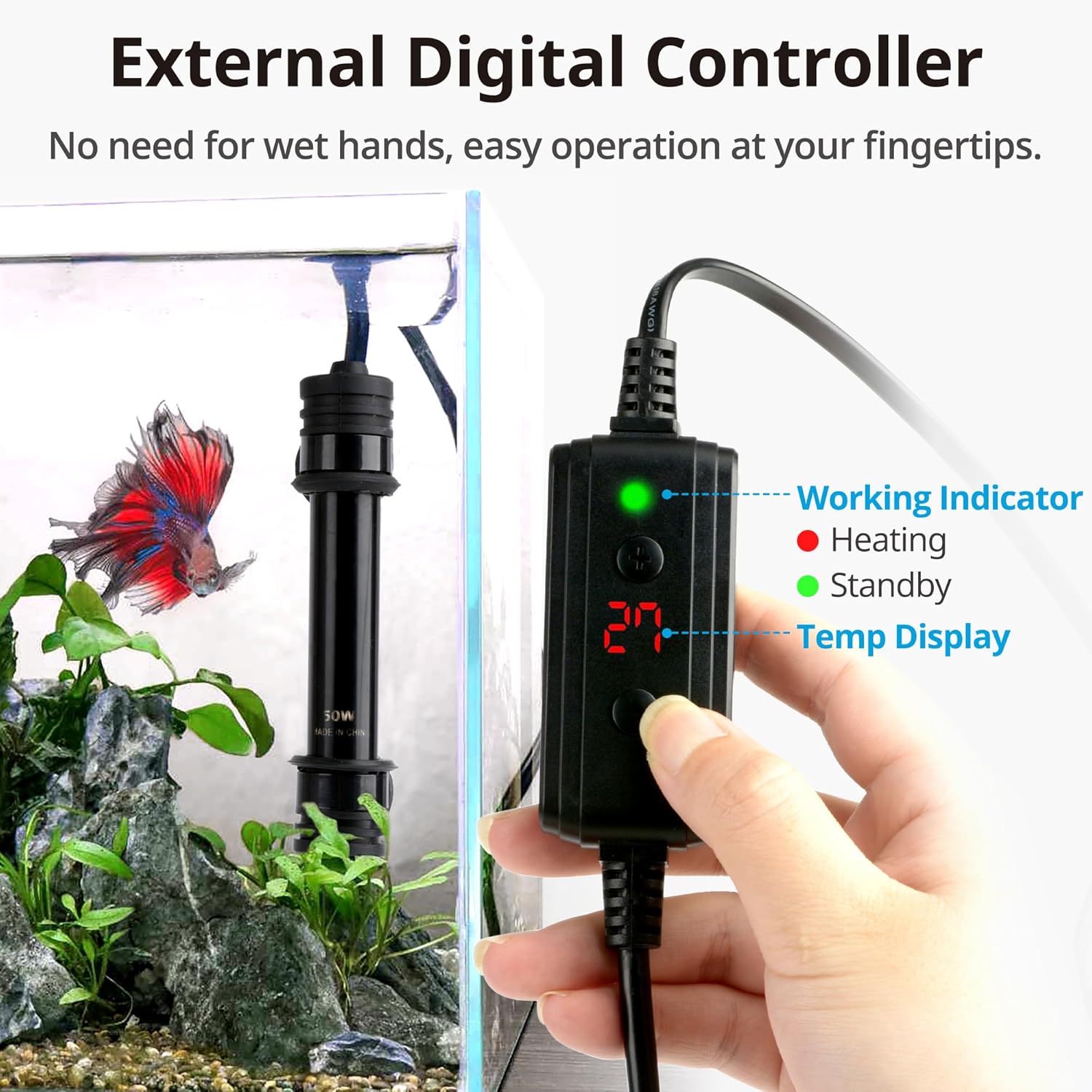 Detalle de 300W NICREW fish tank heater for 250L