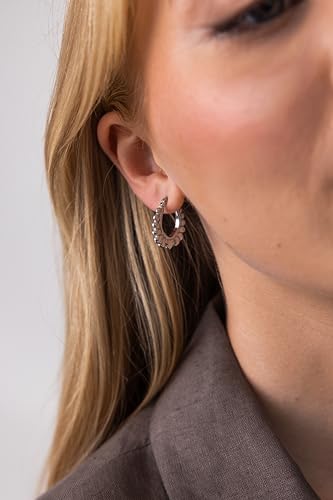 Detalle 1 de Purelei Glowy Creolen mit Herzstruktur – Wasserfeste Edelstahl-Ohrringe in Gold, Silber oder Roségold (Silver)