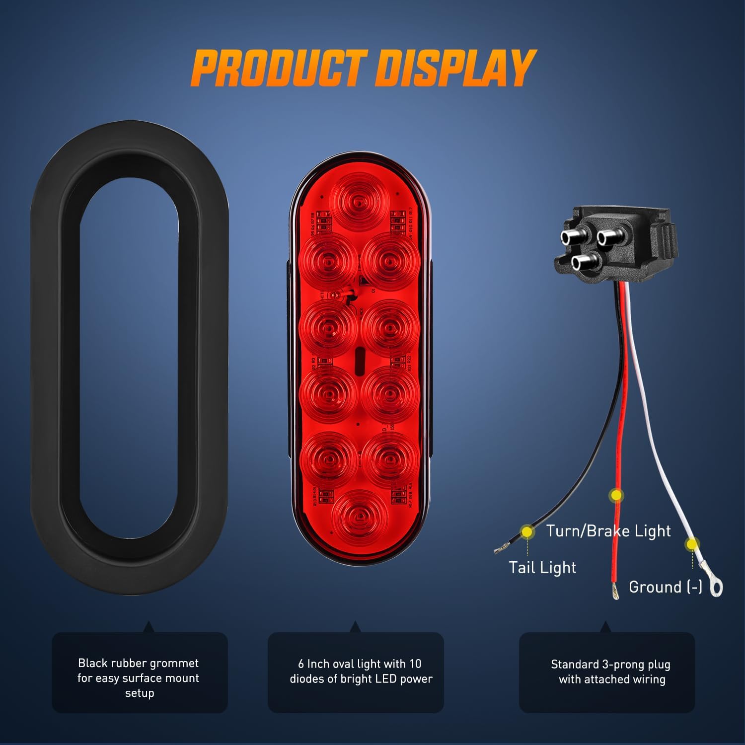 Thumbnail 6 de Nilight 6 Inch Oval Tail Light 🚚