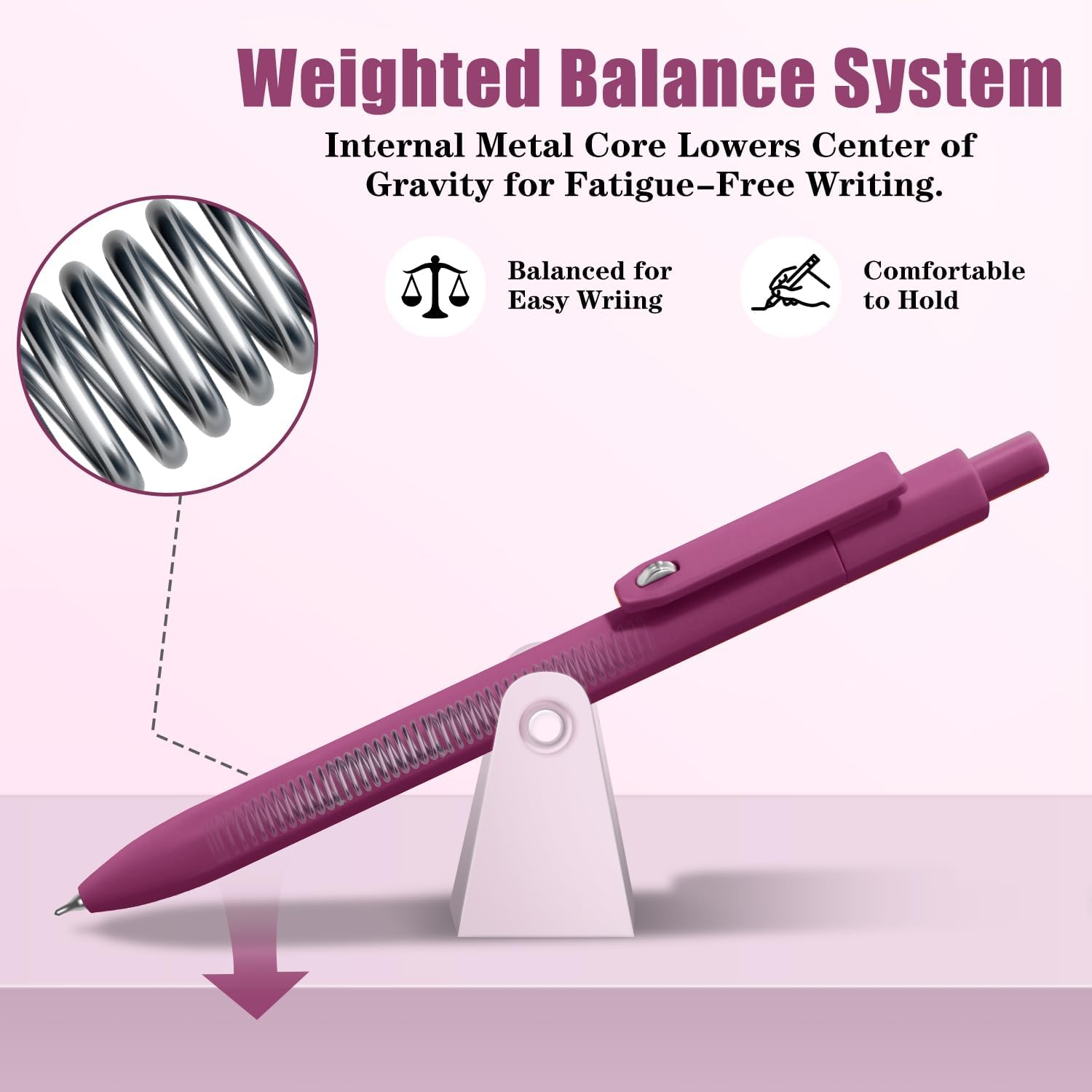 Detalle de Vitoler VITOLER Gel Pens, 0.5 mm Black Ink, Retractable, 8-Pack