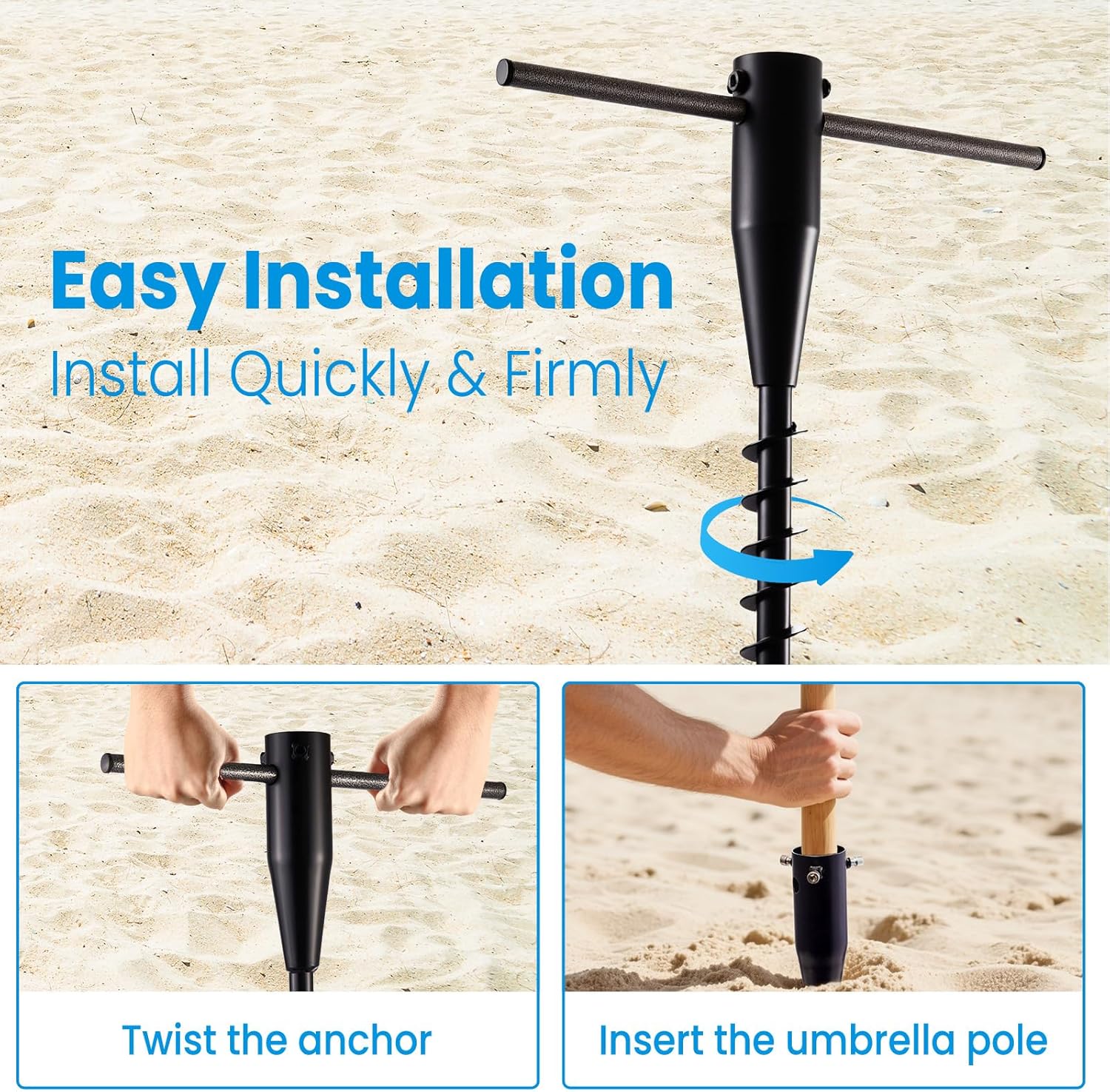 Thumbnail 1 de CJYMMFAN Heavy-Duty Parasol Anchor & Rotary Washing Line Spike (6-Spiral Corkscrew Base)