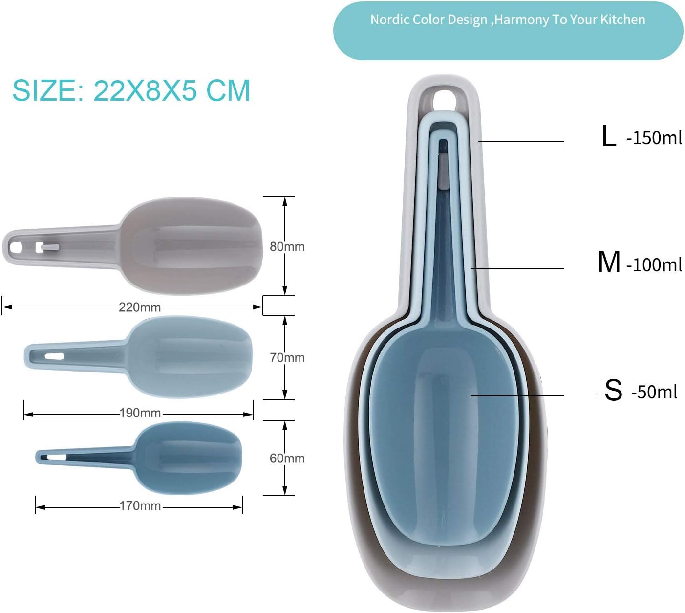 Detalle 2 de Plastic Kitchen Scoops, Set of 3
