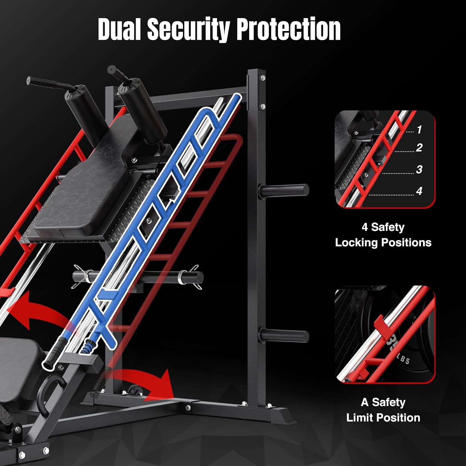 Detalle de Dripex RDDDJ3P 2-in-1 Leg Press Hack Squat Machine, Adjustable Footplate