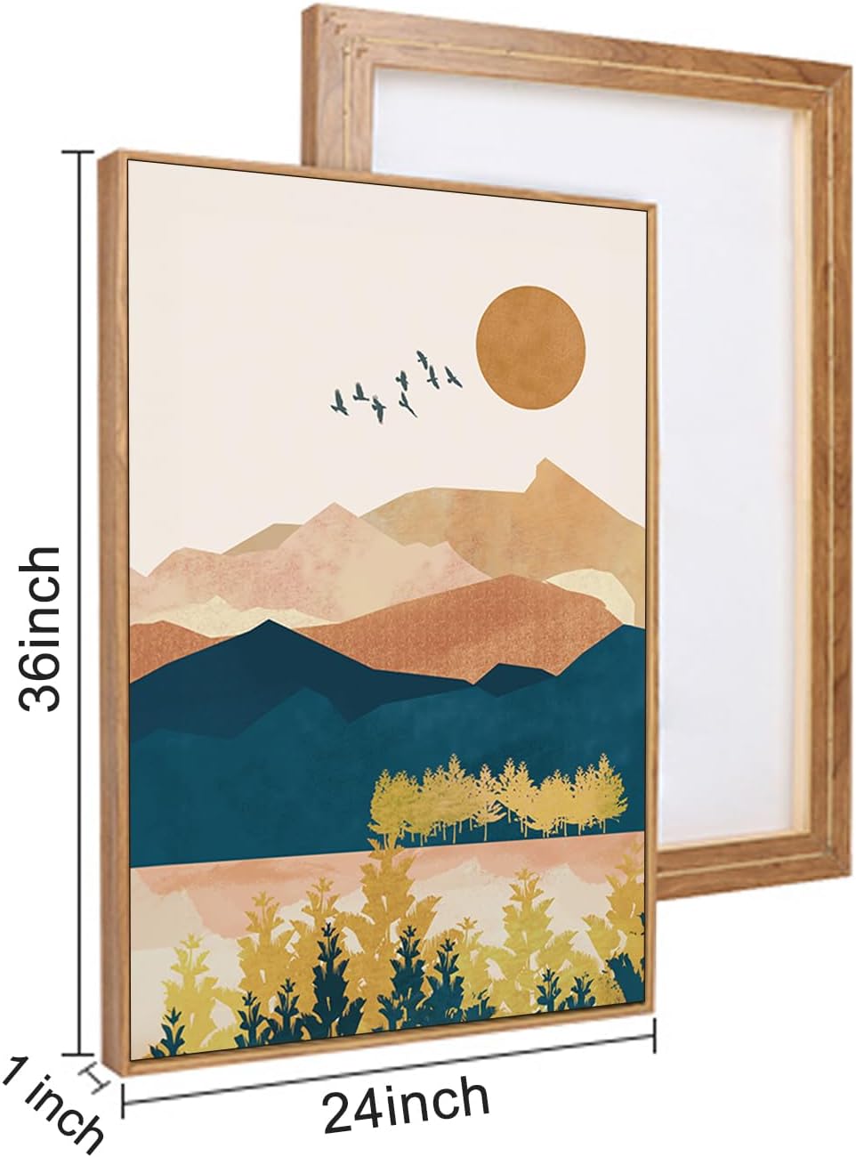 Thumbnail 6 de HPINUB Mountain Framed Canvas Wall Art Set – Mid Century Modern Boho Nature Trio